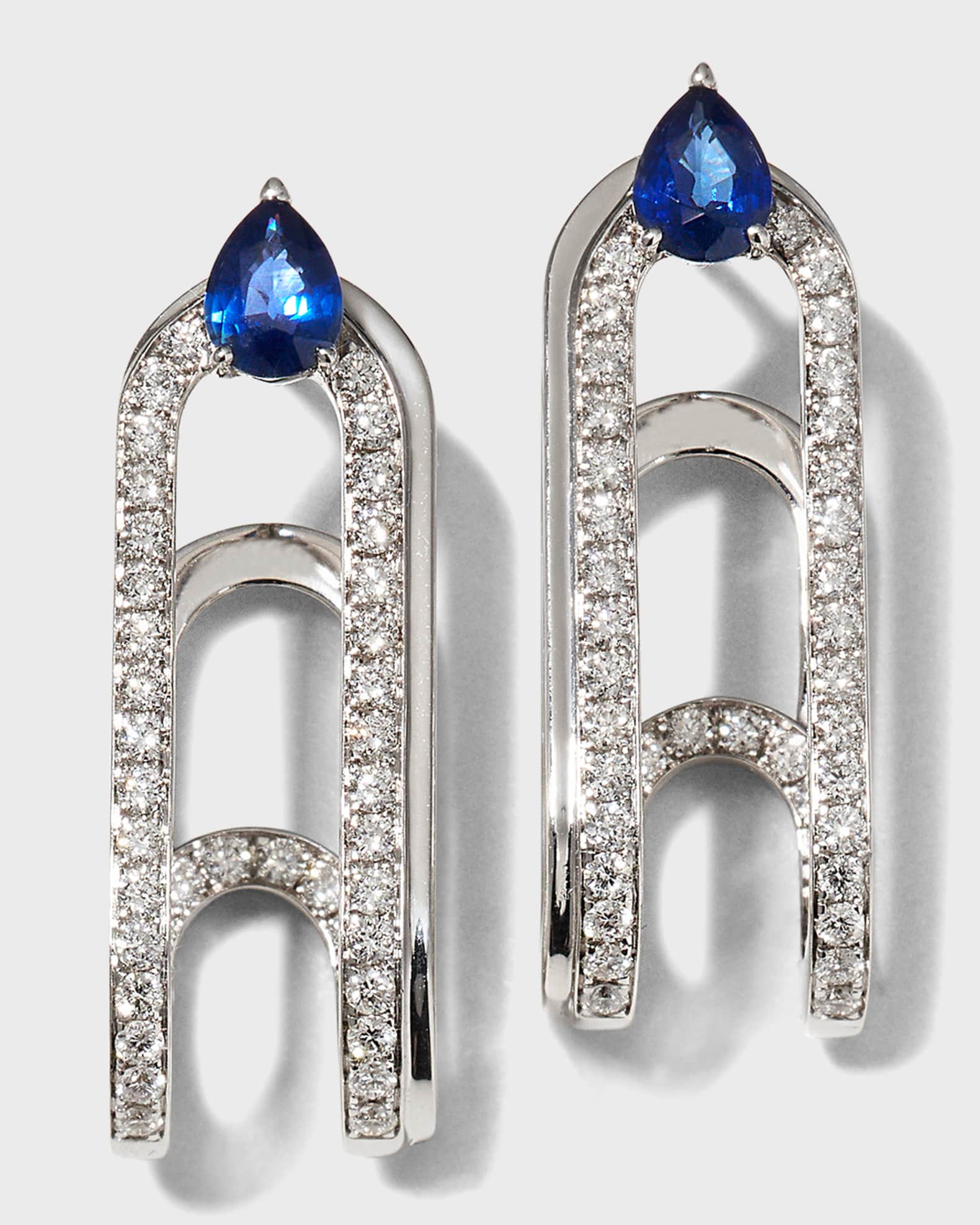 White Gold Sapphire and Diamond Earrings 0