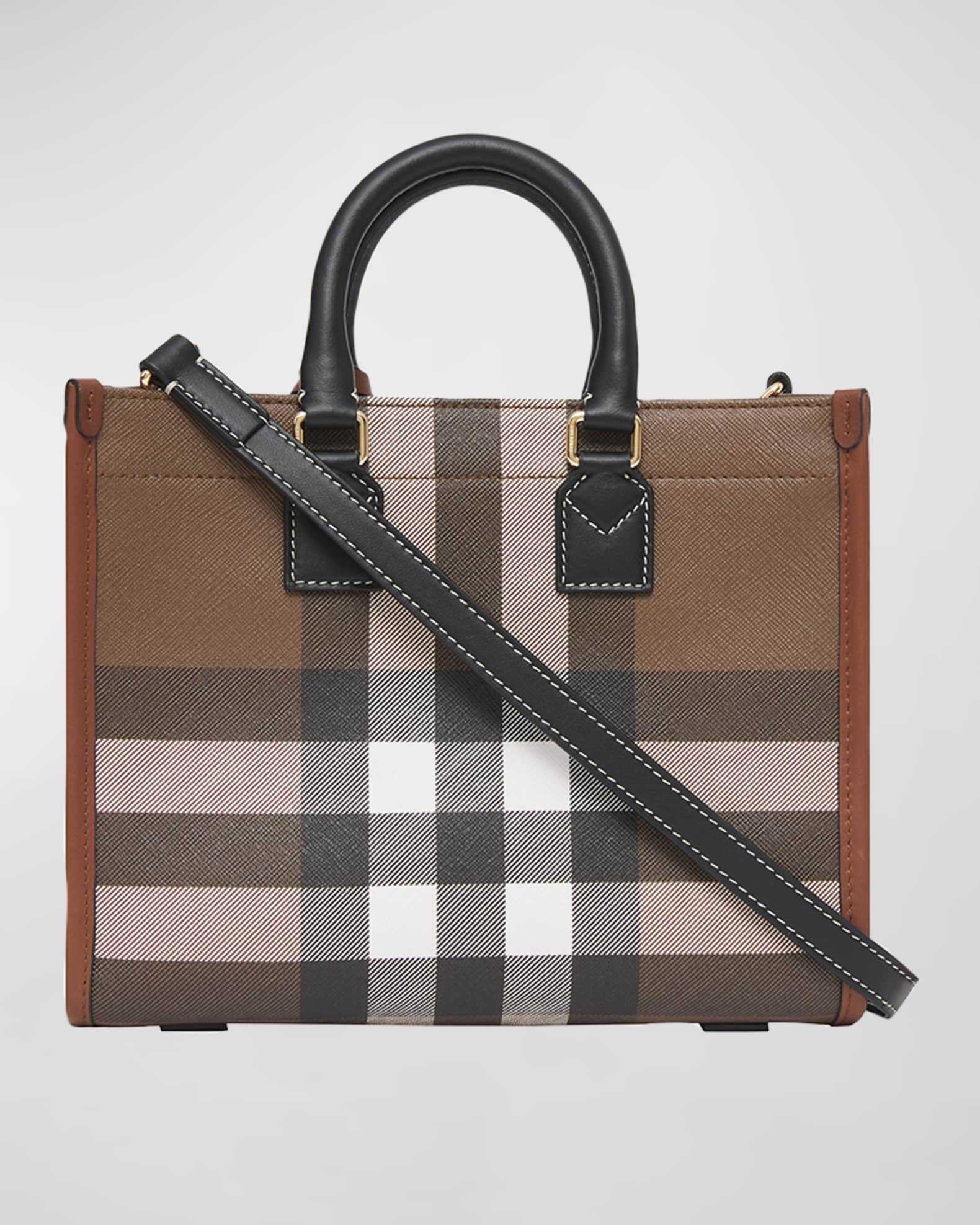 Burberry Canvas and Leather Two-Tone Freya Tote Bag - Neutrals - One Size