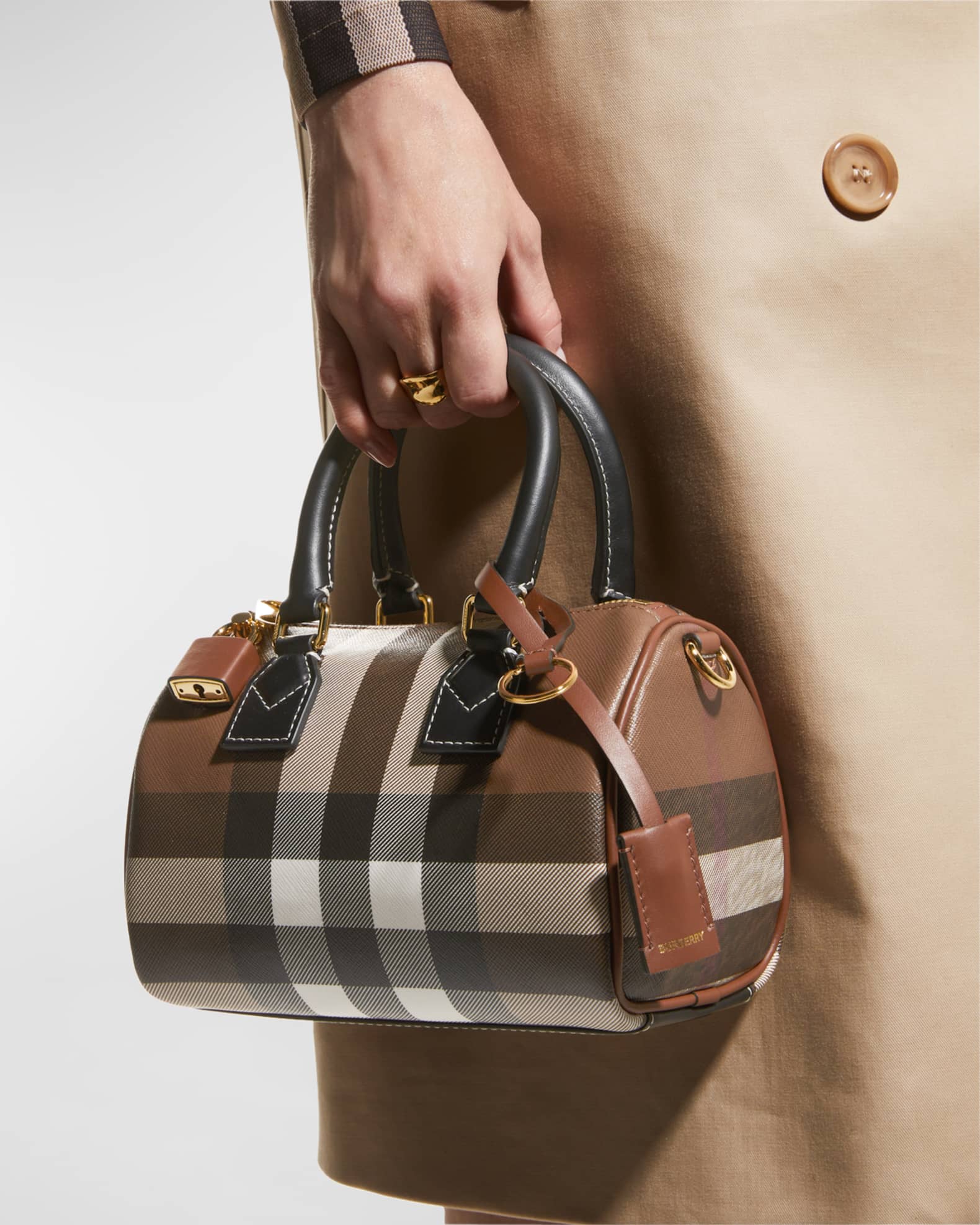 Check E-Canvas Bowling Top-Handle Bag 1