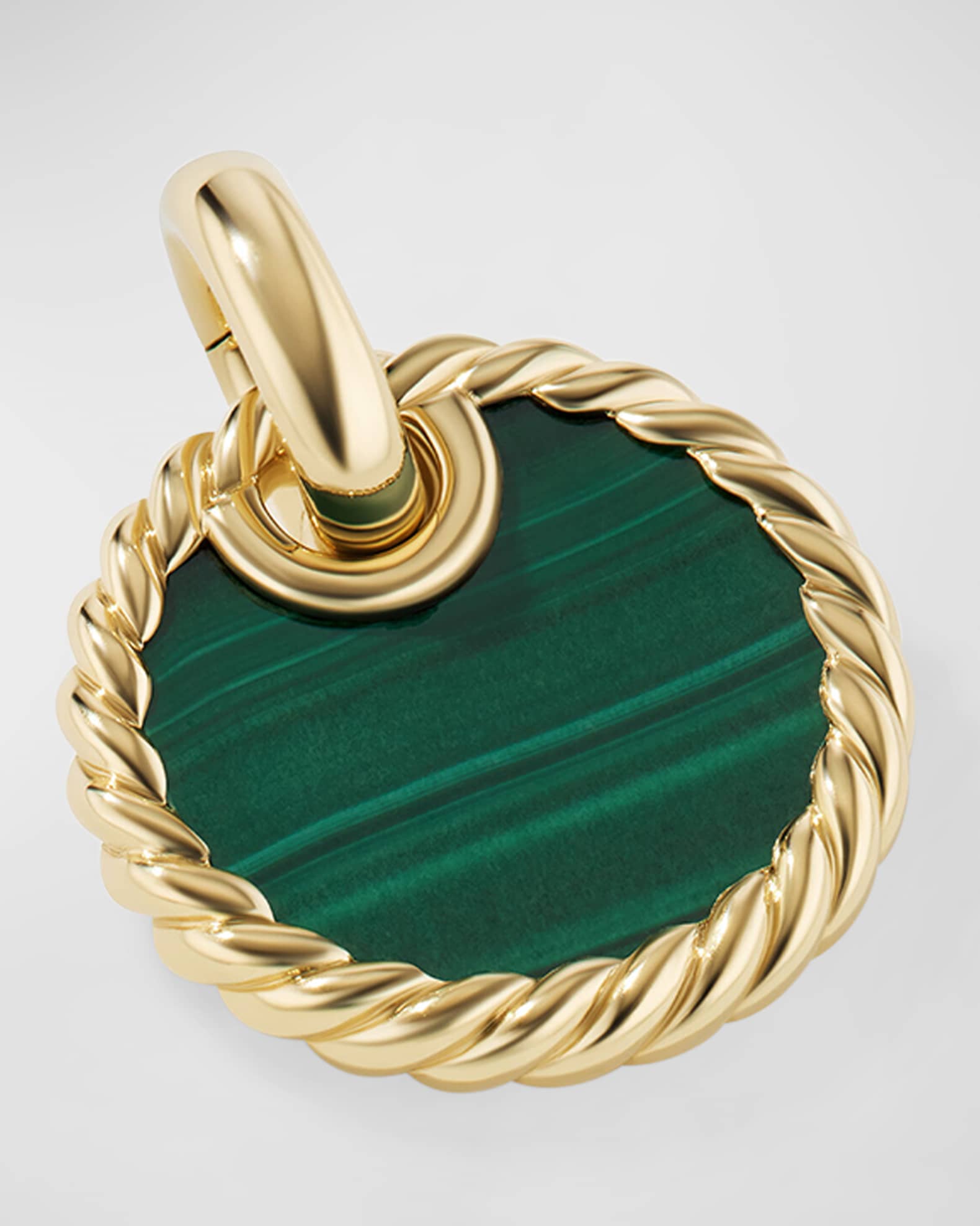 David Yurman DY Elements Disc Pendant with Malachite in 18K Gold, 15