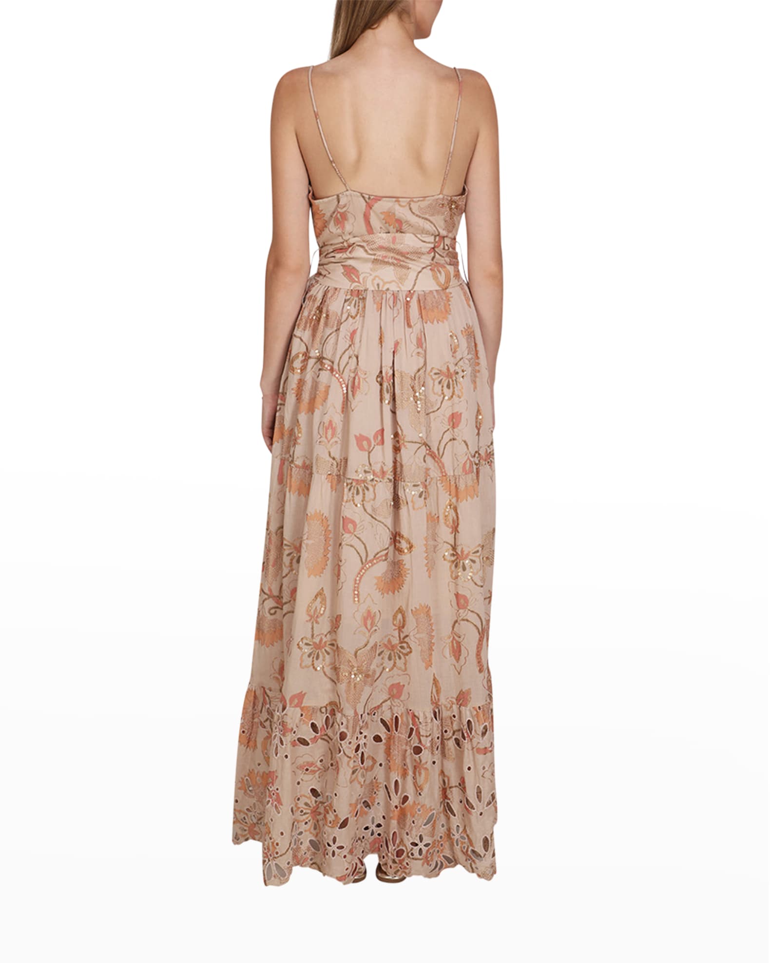 Flora Bella Las Canadas Floral Eyelet Belted Wrap Maxi Dress Neiman