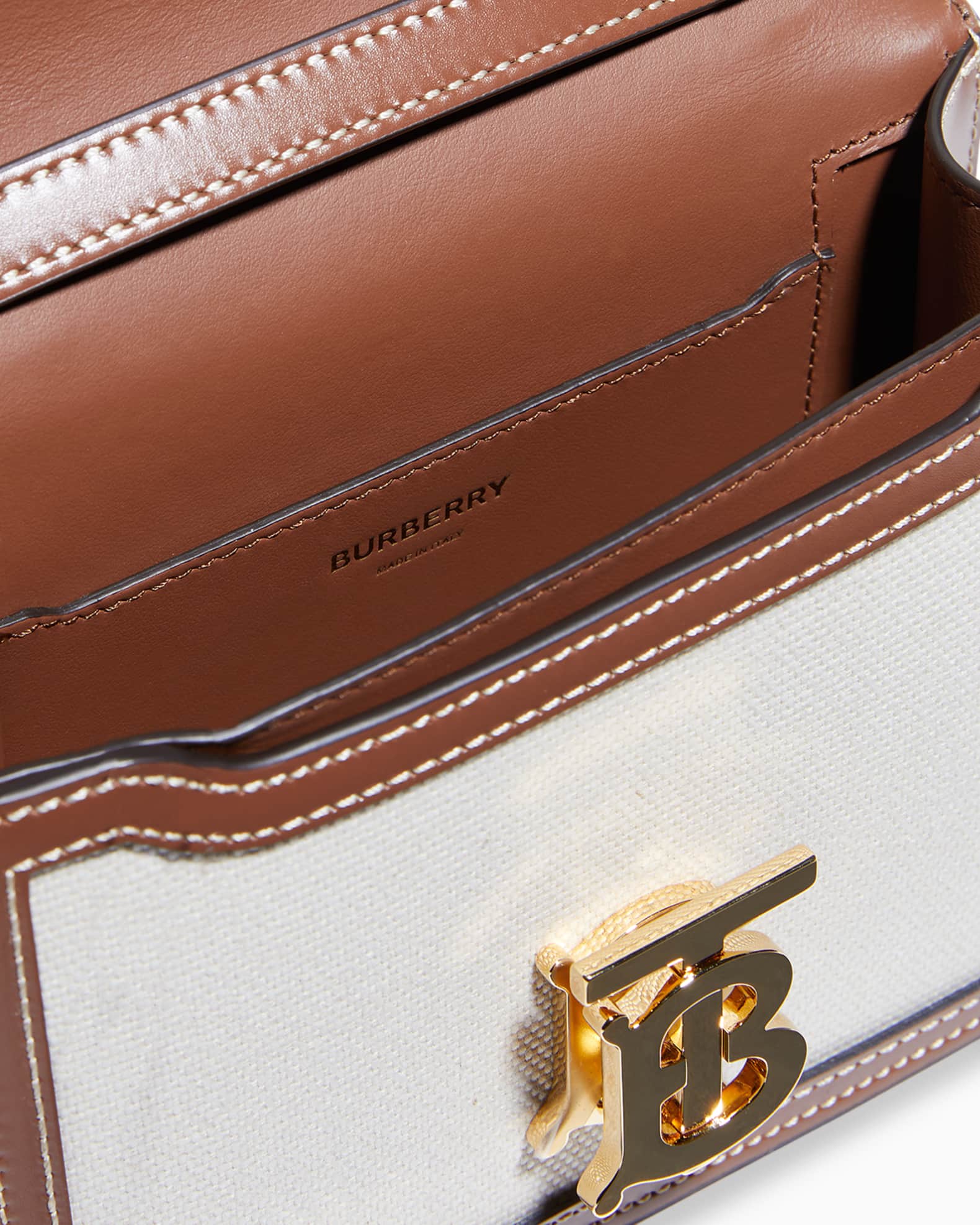 Burberry TB Canvas & Leather Shoulder Bag Neiman Marcus