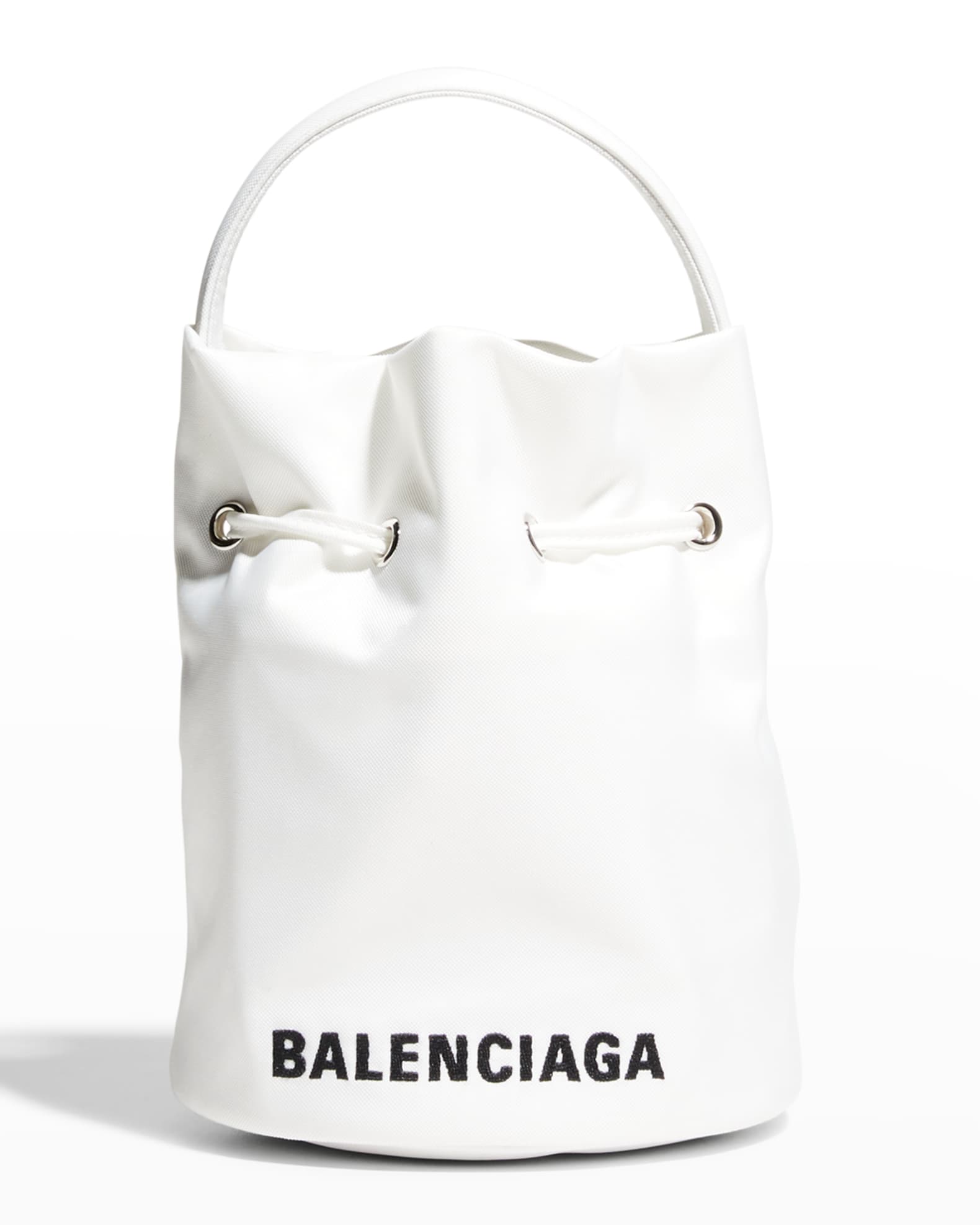 neimanmarcus.com | Balenciaga Wheel XS Logo Drawstring Bucket Bag