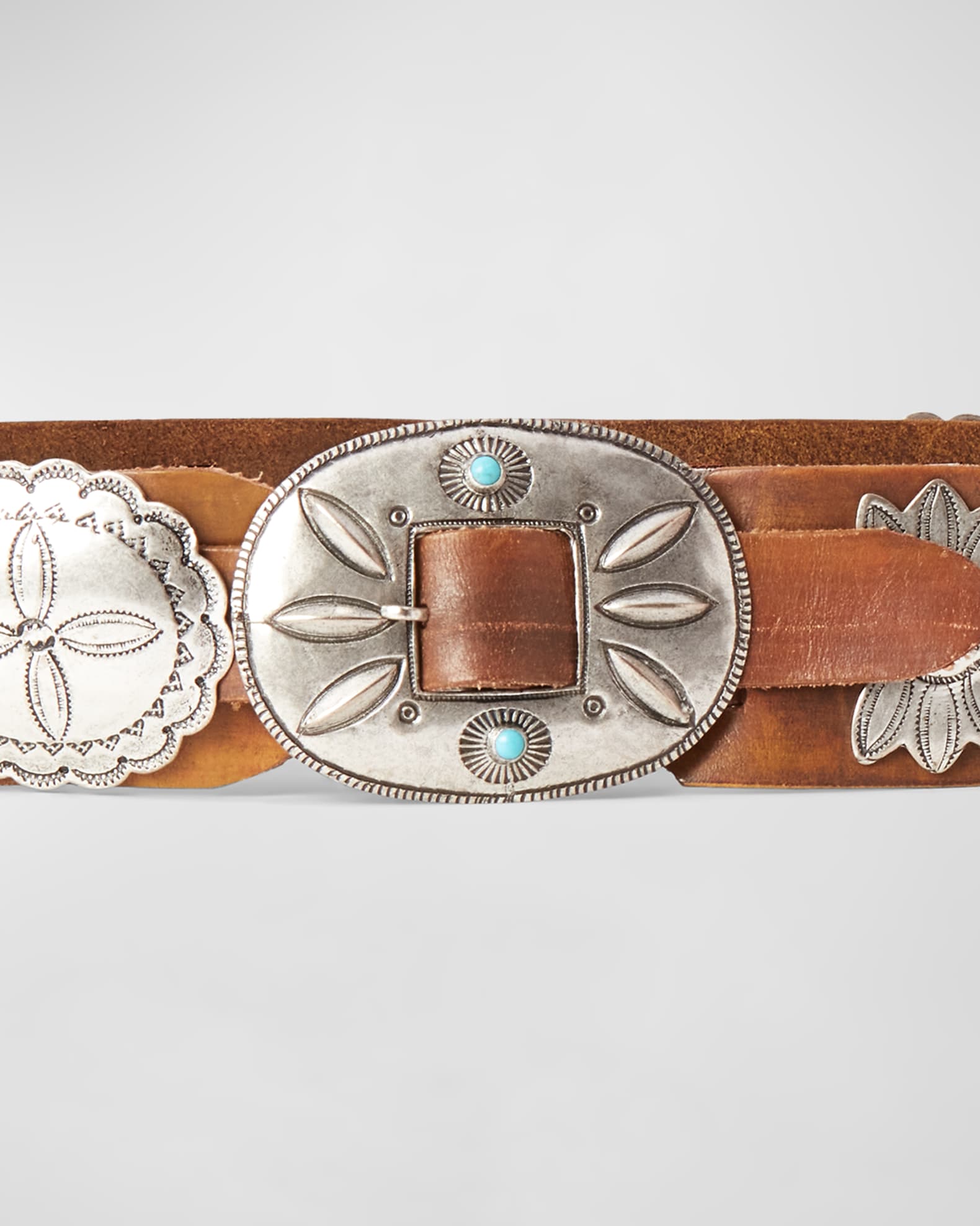 Ralph Lauren Collection Casted Concho Leather Belt Neiman Marcus