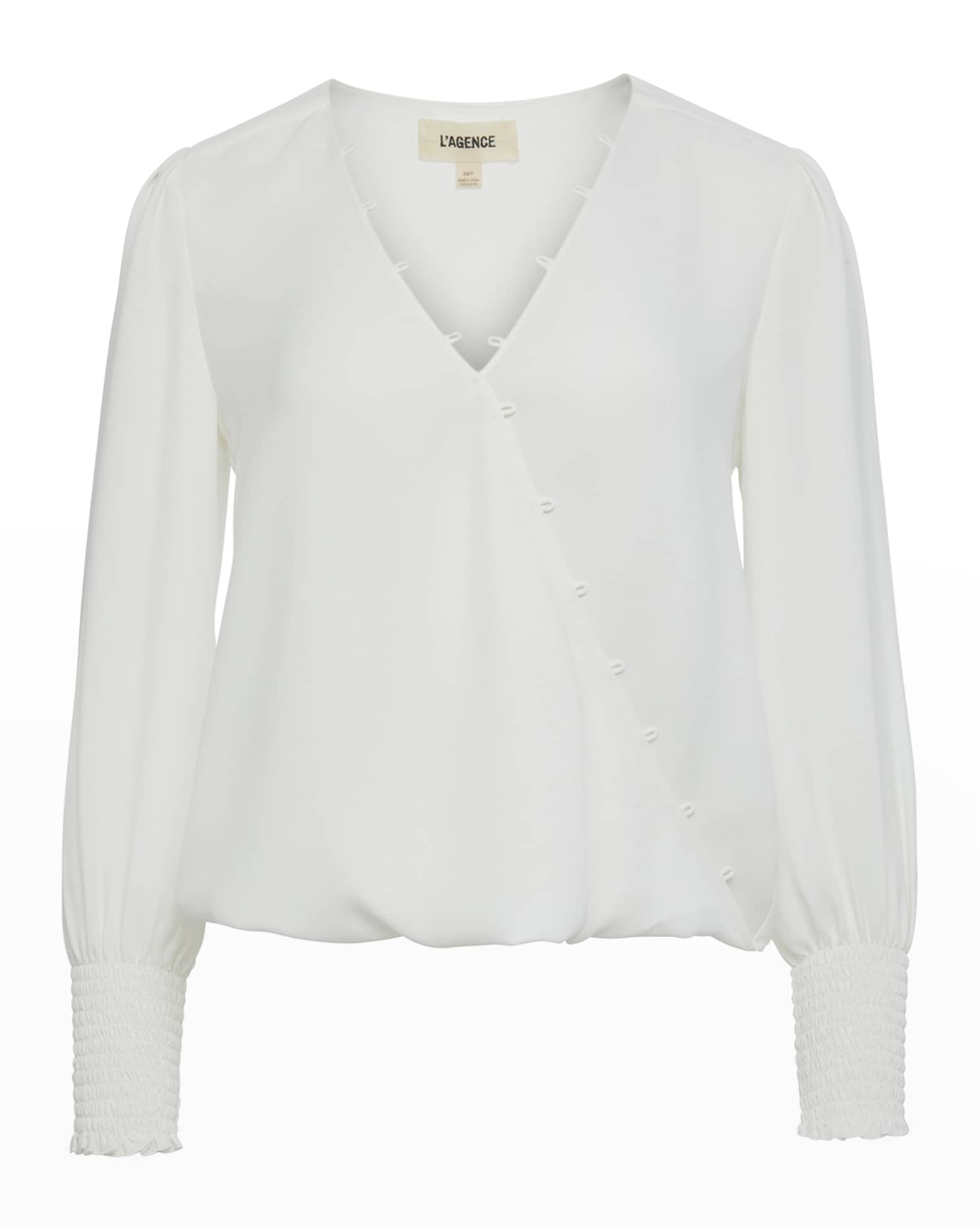 L'Agence Enzo Cross-Front Blouse | Neiman Marcus
