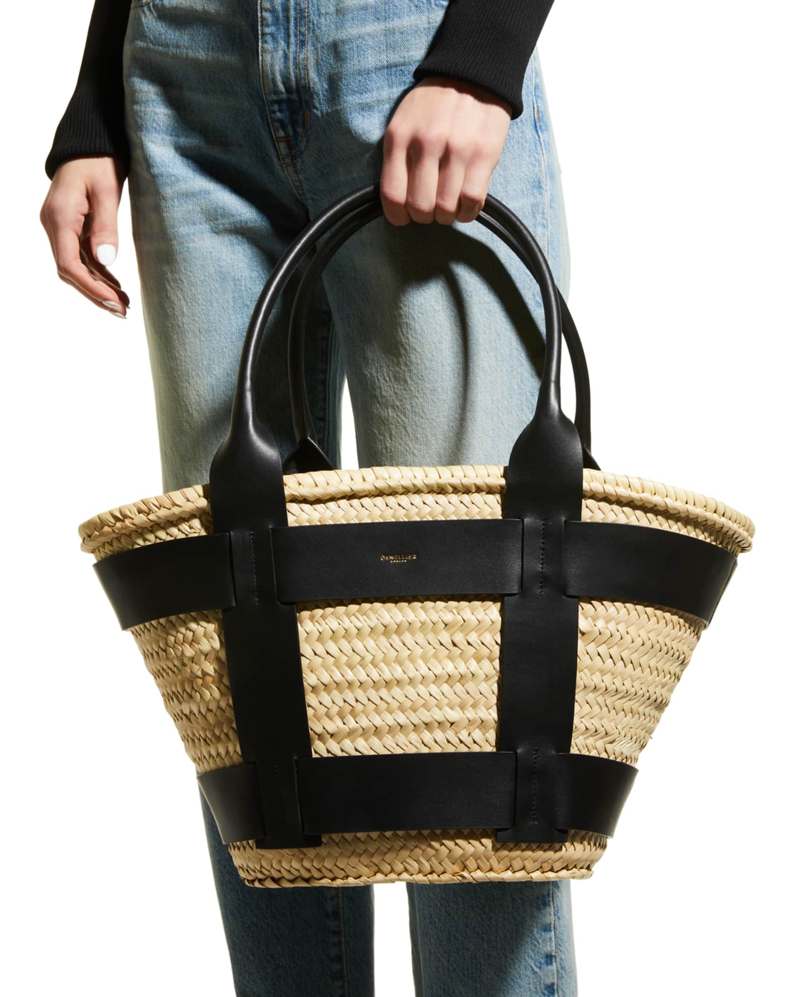 The Santorini Caged Raffia Tote Bag 1