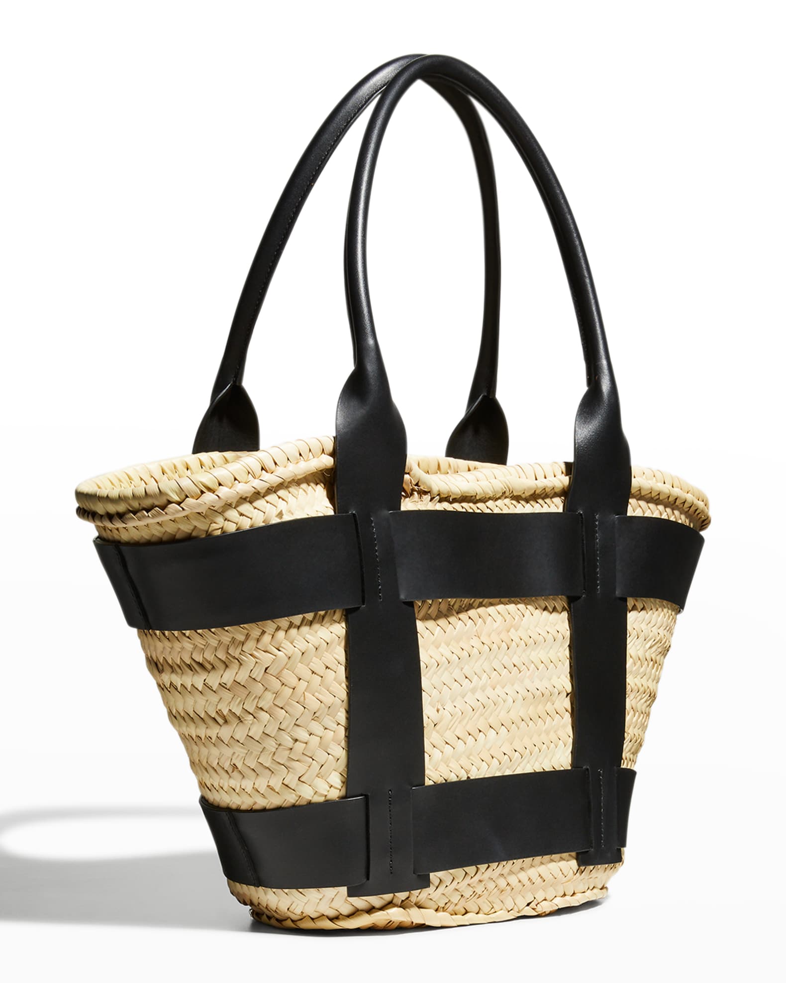 DeMellier Santorini Caged Raffia Tote Bag | Neiman Marcus