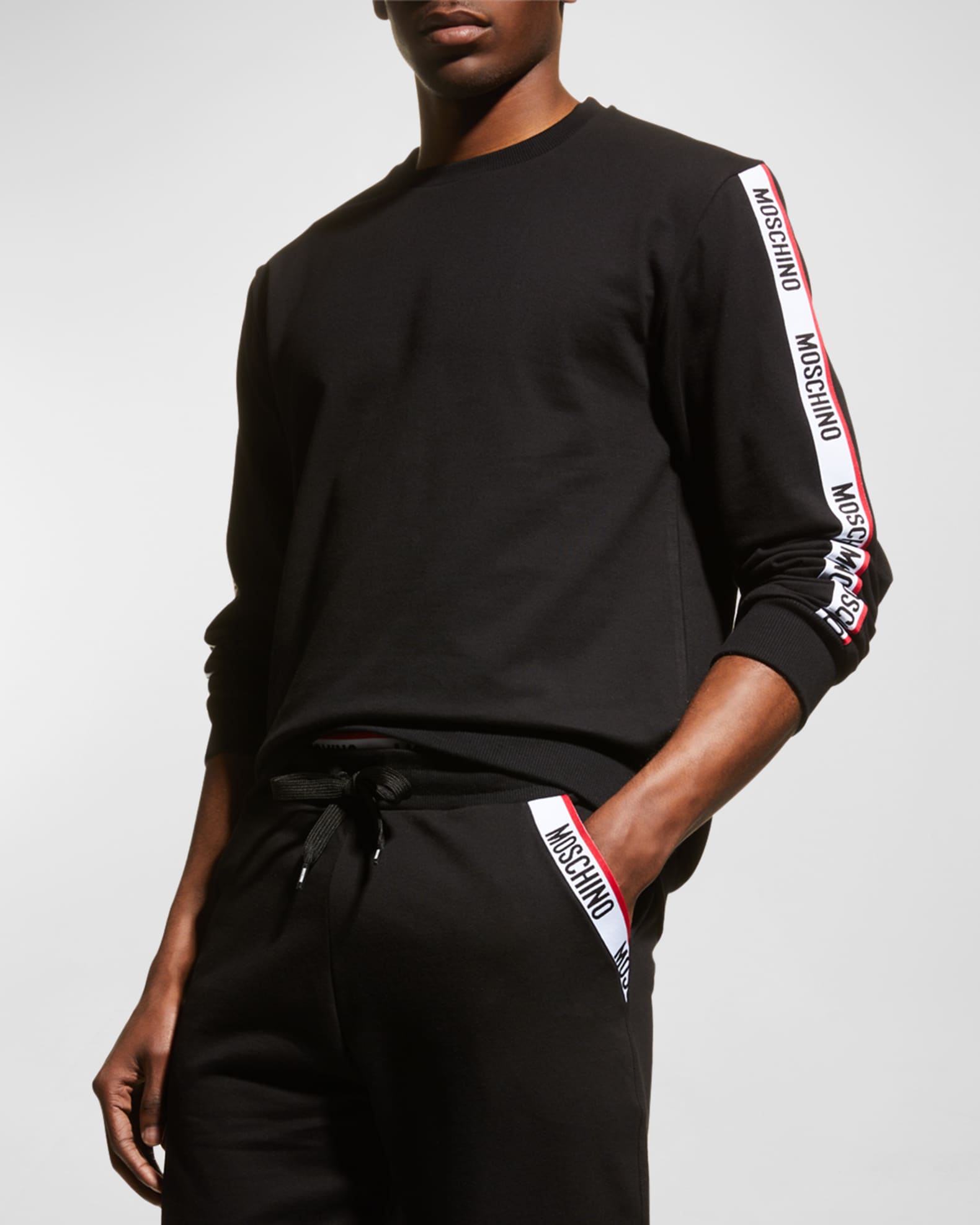 Moschino Men's Logo-Tape Crew Sweatshirt | Neiman Marcus