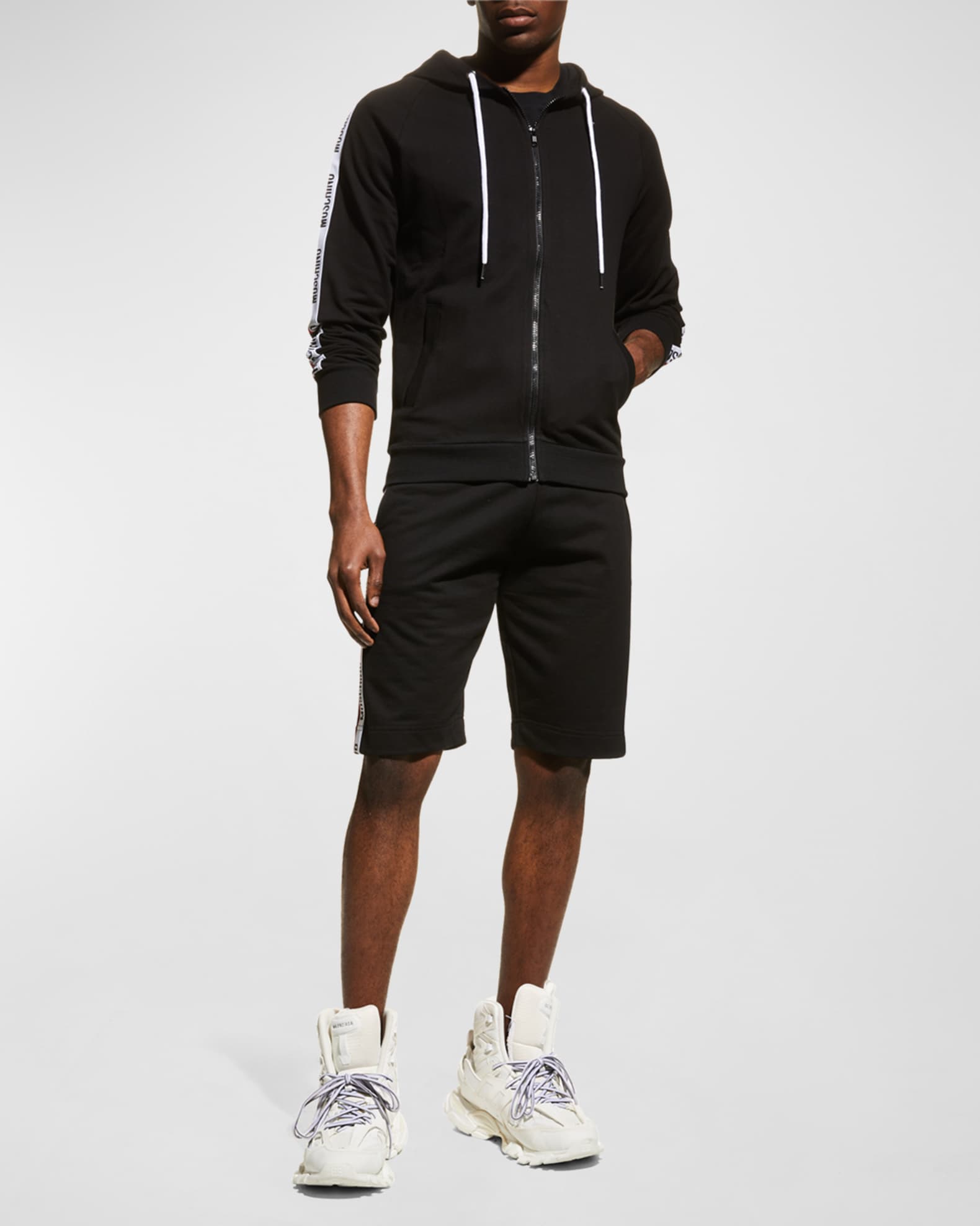 Men's Logo-Tape Raglan Zip Hoodie 1