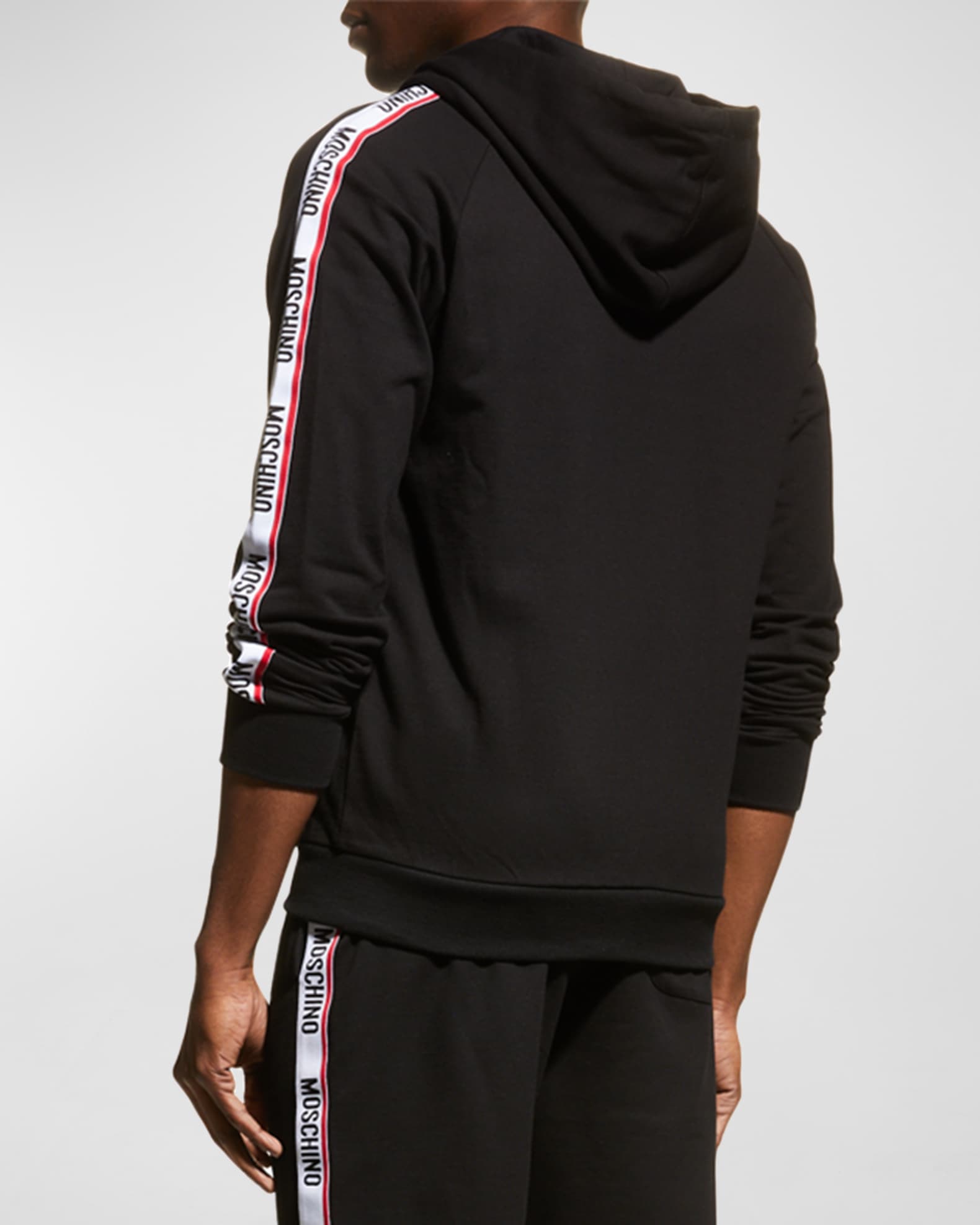 Moschino Men's Logo-Tape Raglan Zip Hoodie | Neiman Marcus