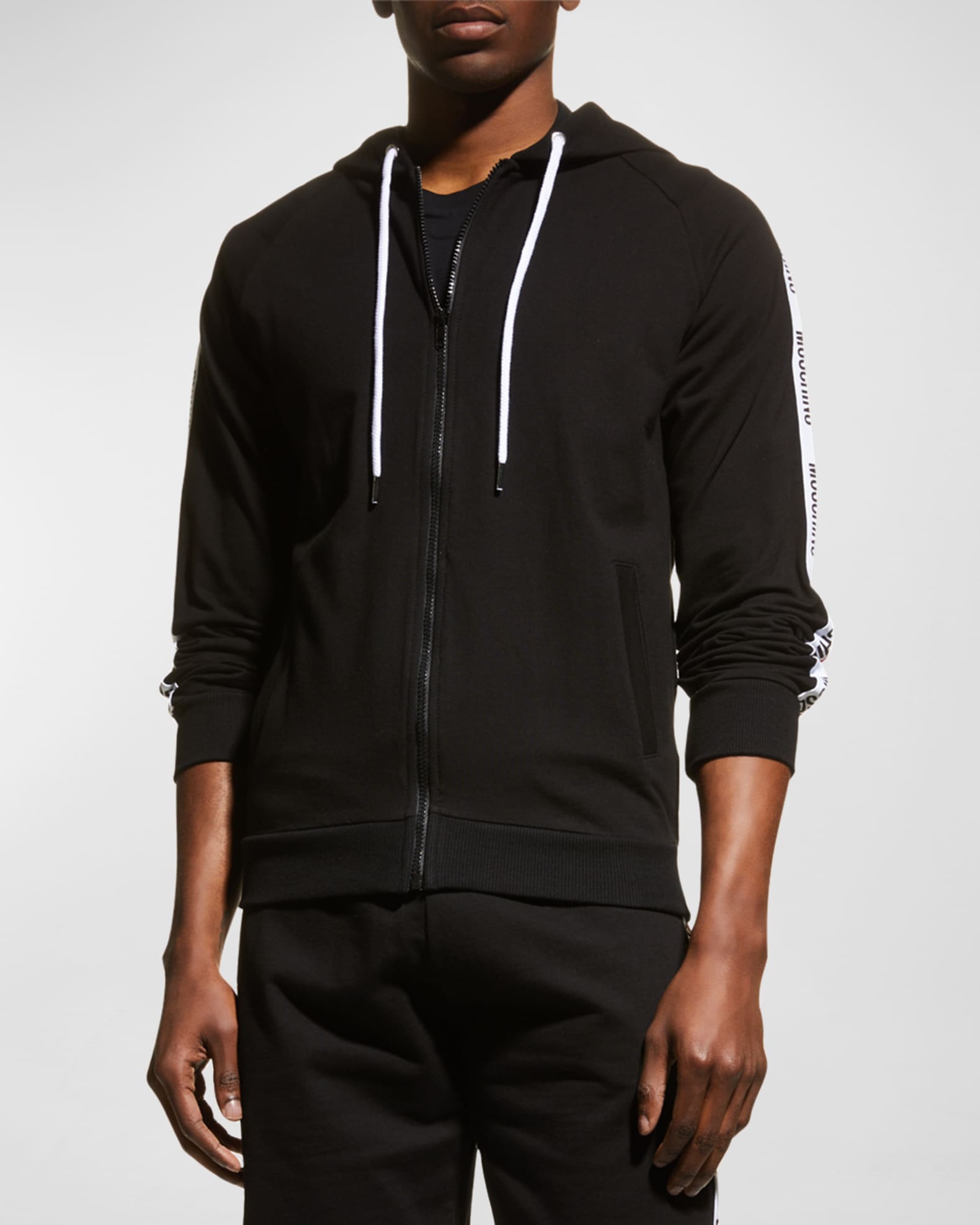 Moschino Men's Logo-Tape Raglan Zip Hoodie | Neiman Marcus