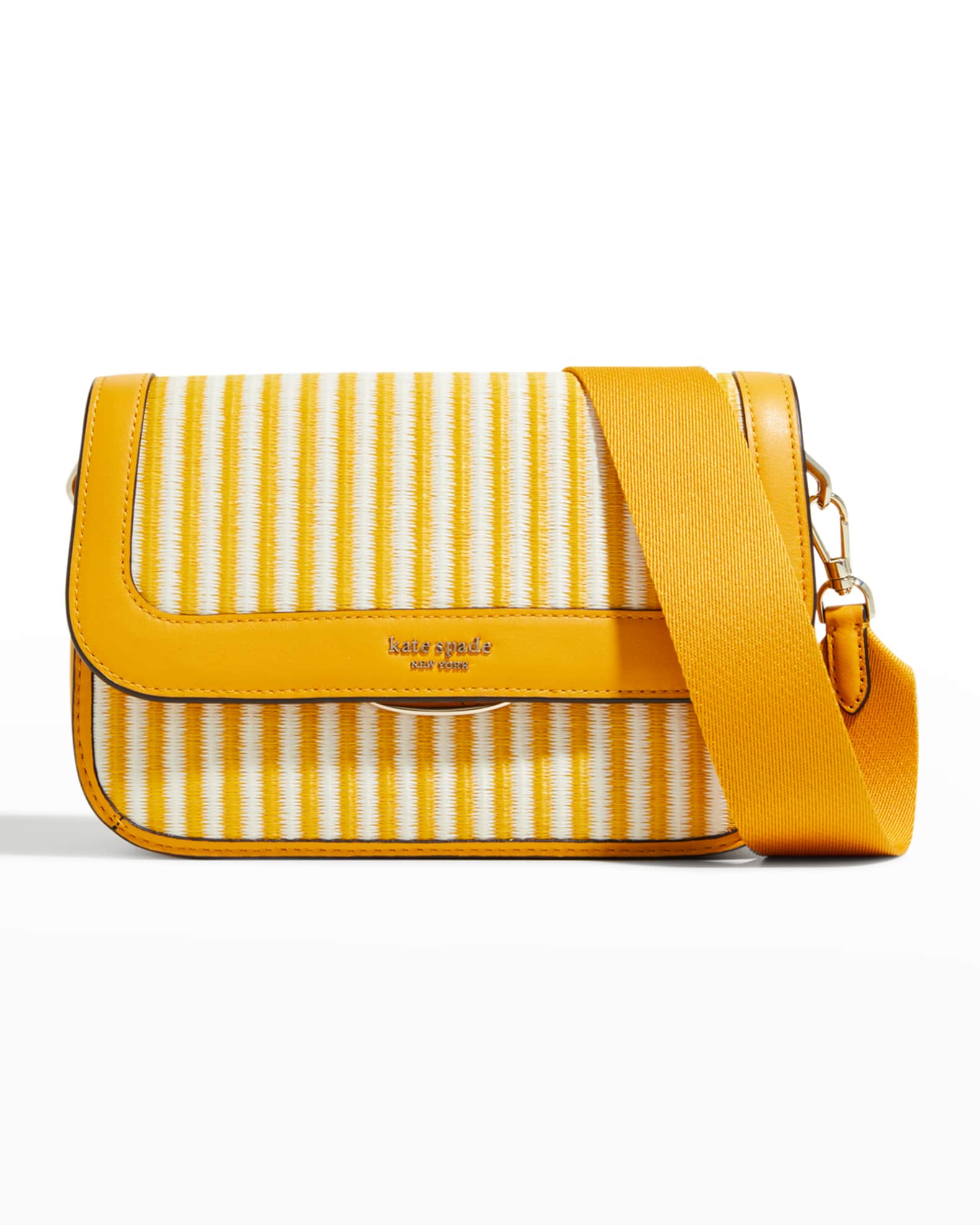 kate spade new york buddie medium striped straw shoulder bag Neiman