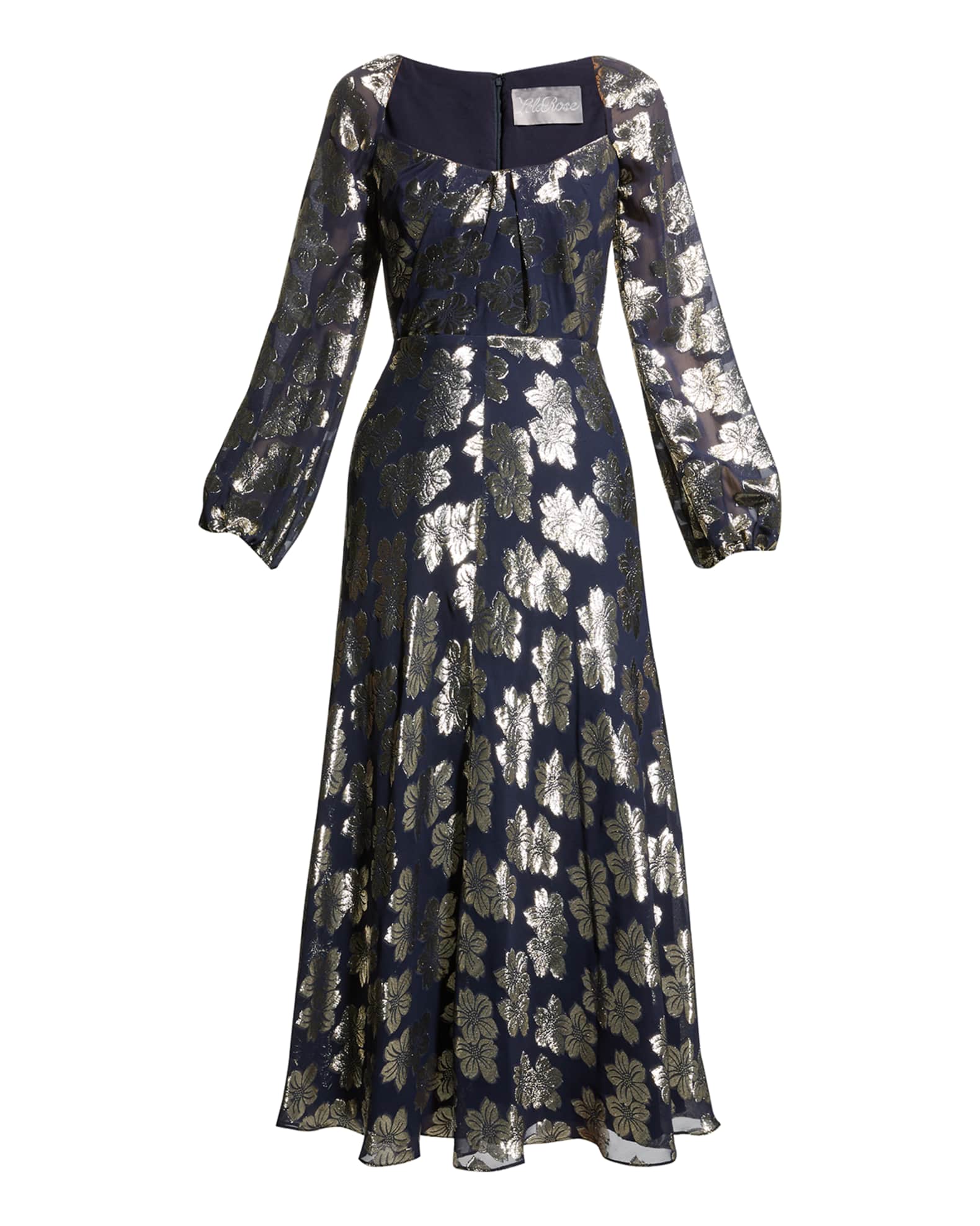 Lela Rose Metallic floral Jacquard Maxi Dress | Neiman Marcus