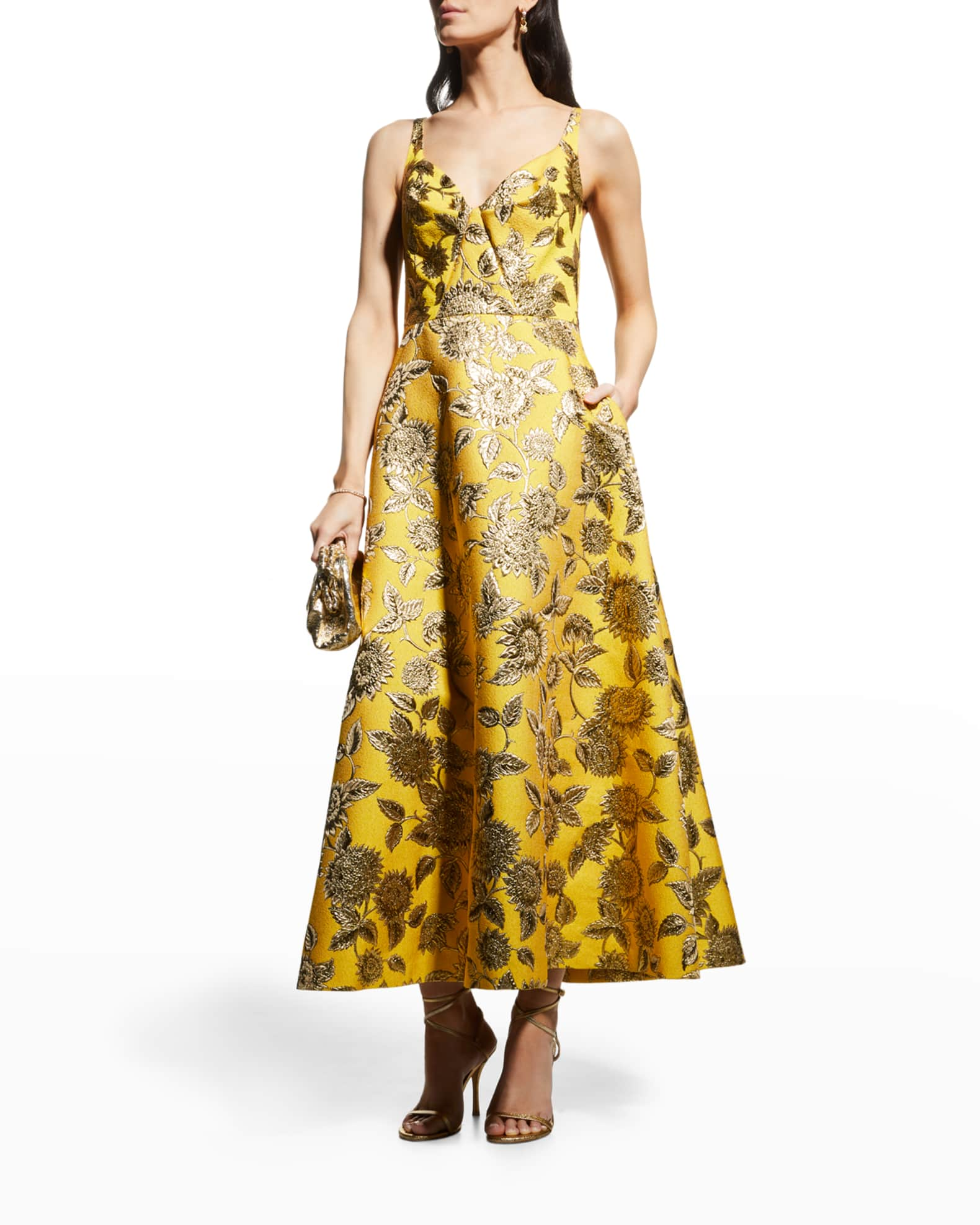 Lela Rose Floral Jacquard Midi Dress Neiman Marcus 9054