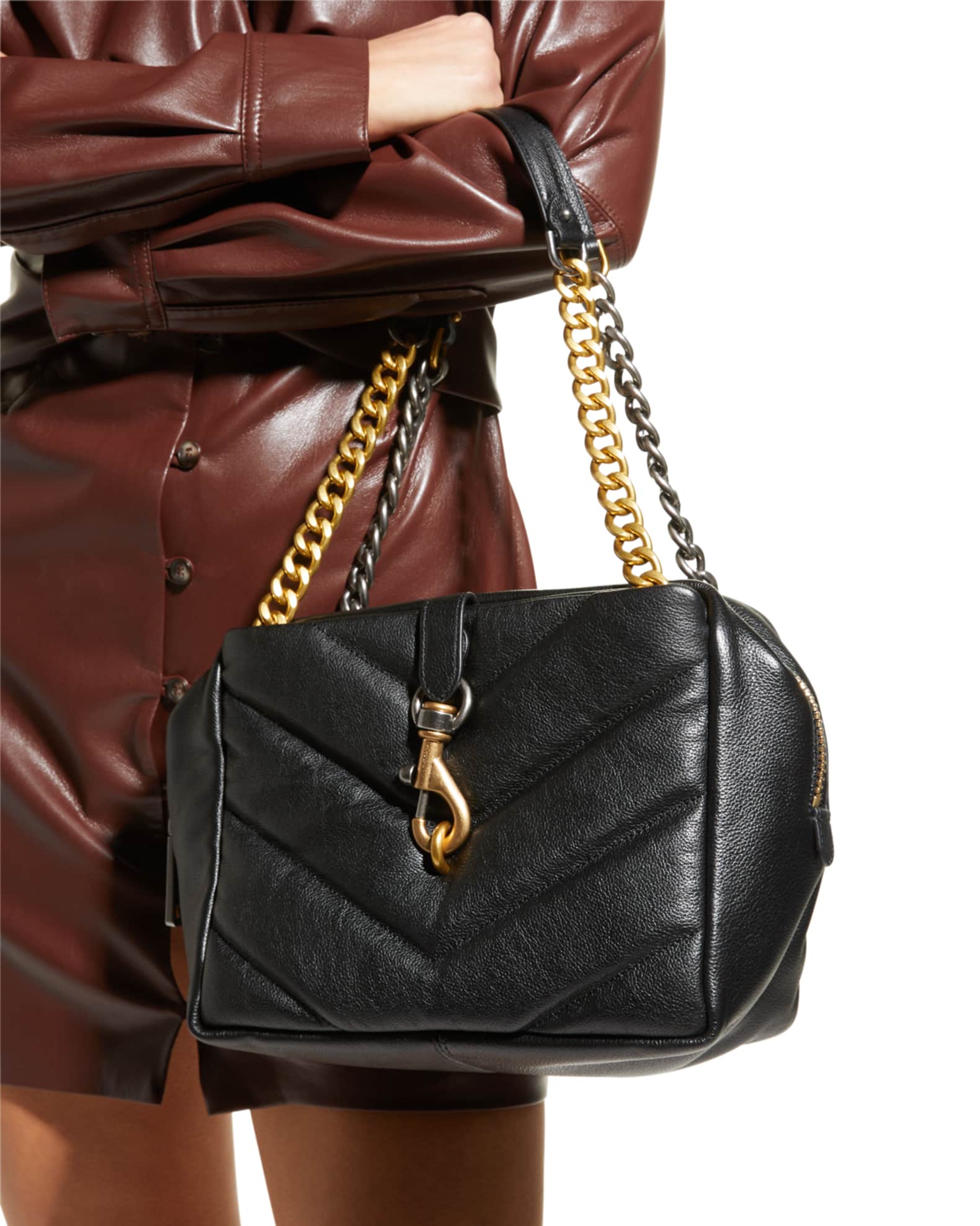 Rebecca Minkoff Edie TwoTone Chain Leather Shoulder Bag Neiman Marcus