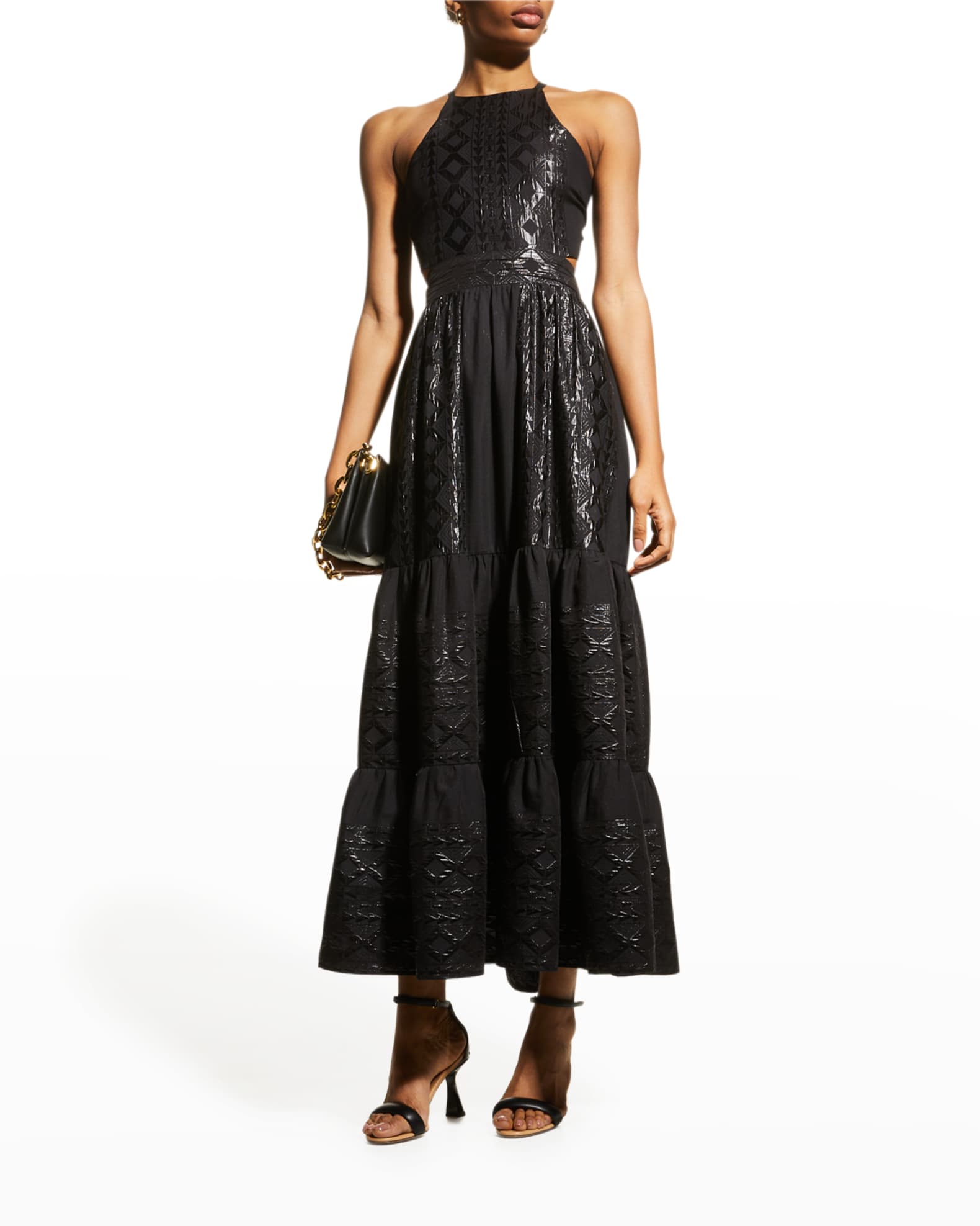 LACE The Label Geo Embroidered Maxi Halter Dress | Neiman Marcus