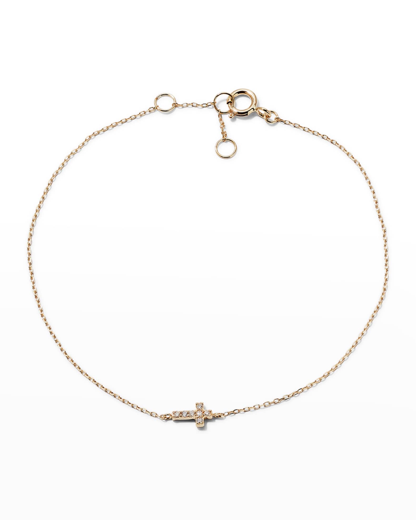 STONE AND STRAND Tiny Diamond Cross Bracelet | Neiman Marcus