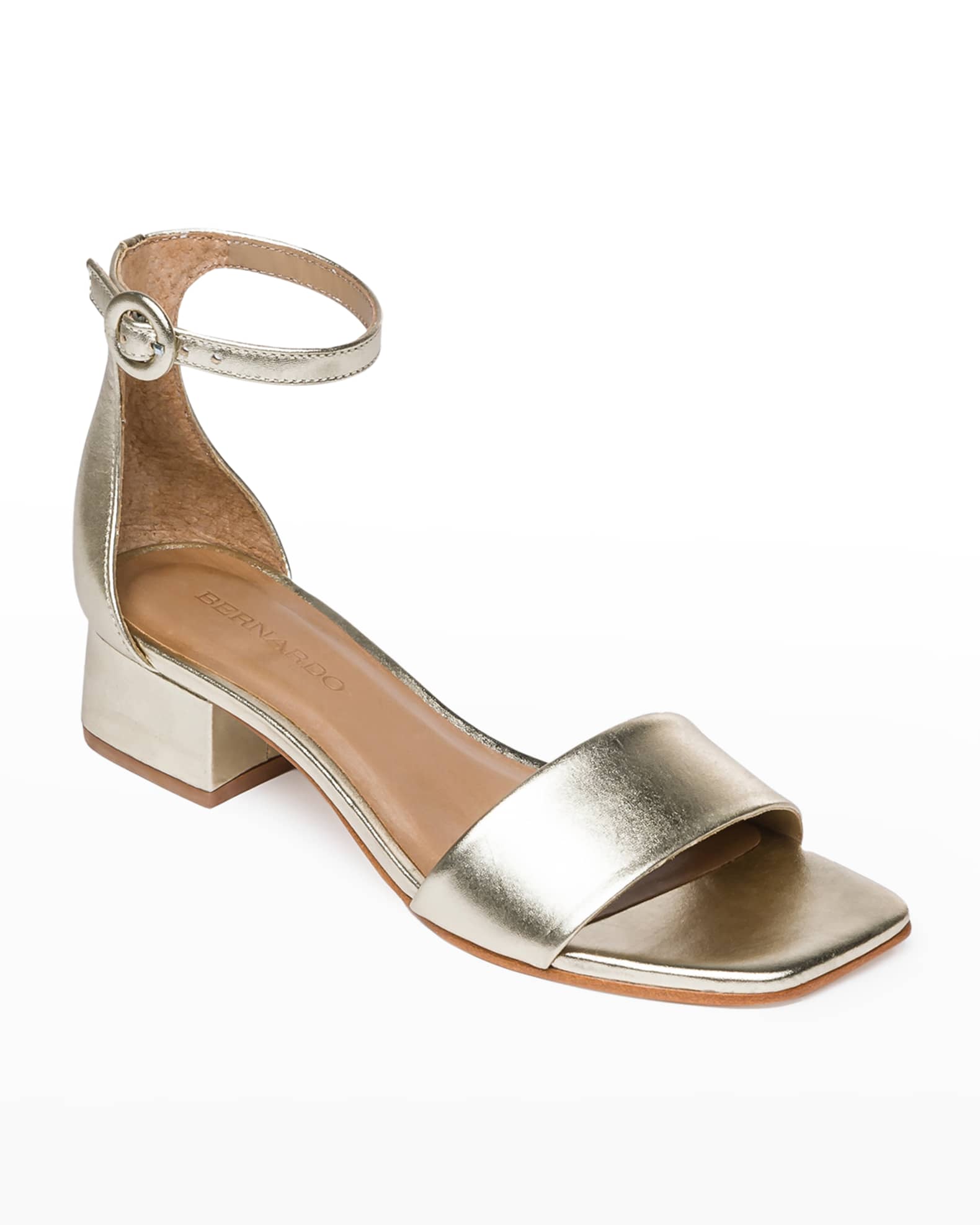 Bernardo Jalena Metallic Ankle-Strap Sandals | Neiman Marcus