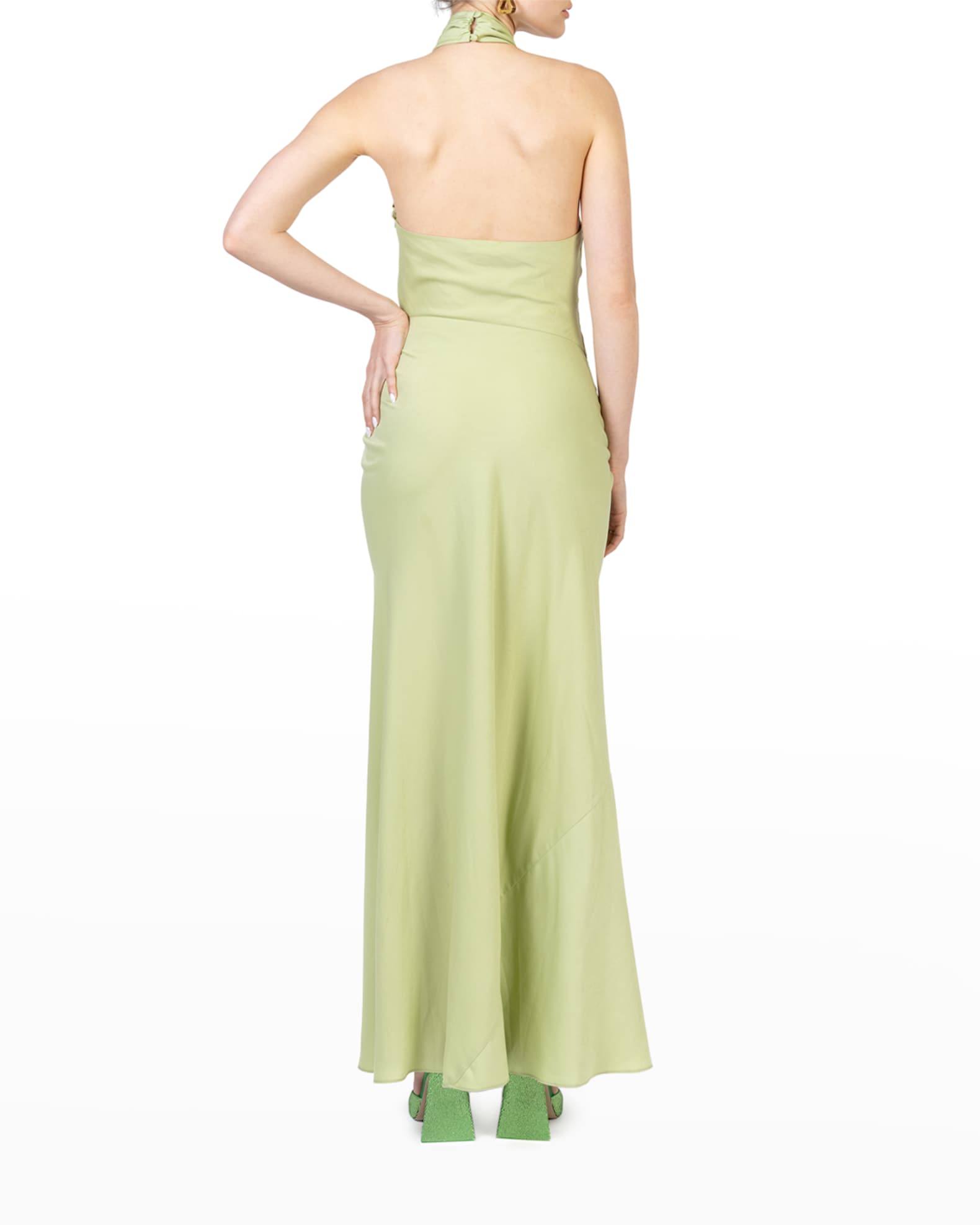 Ronny Kobo Selina Long Twisted Halter Slit Dress Neiman Marcus