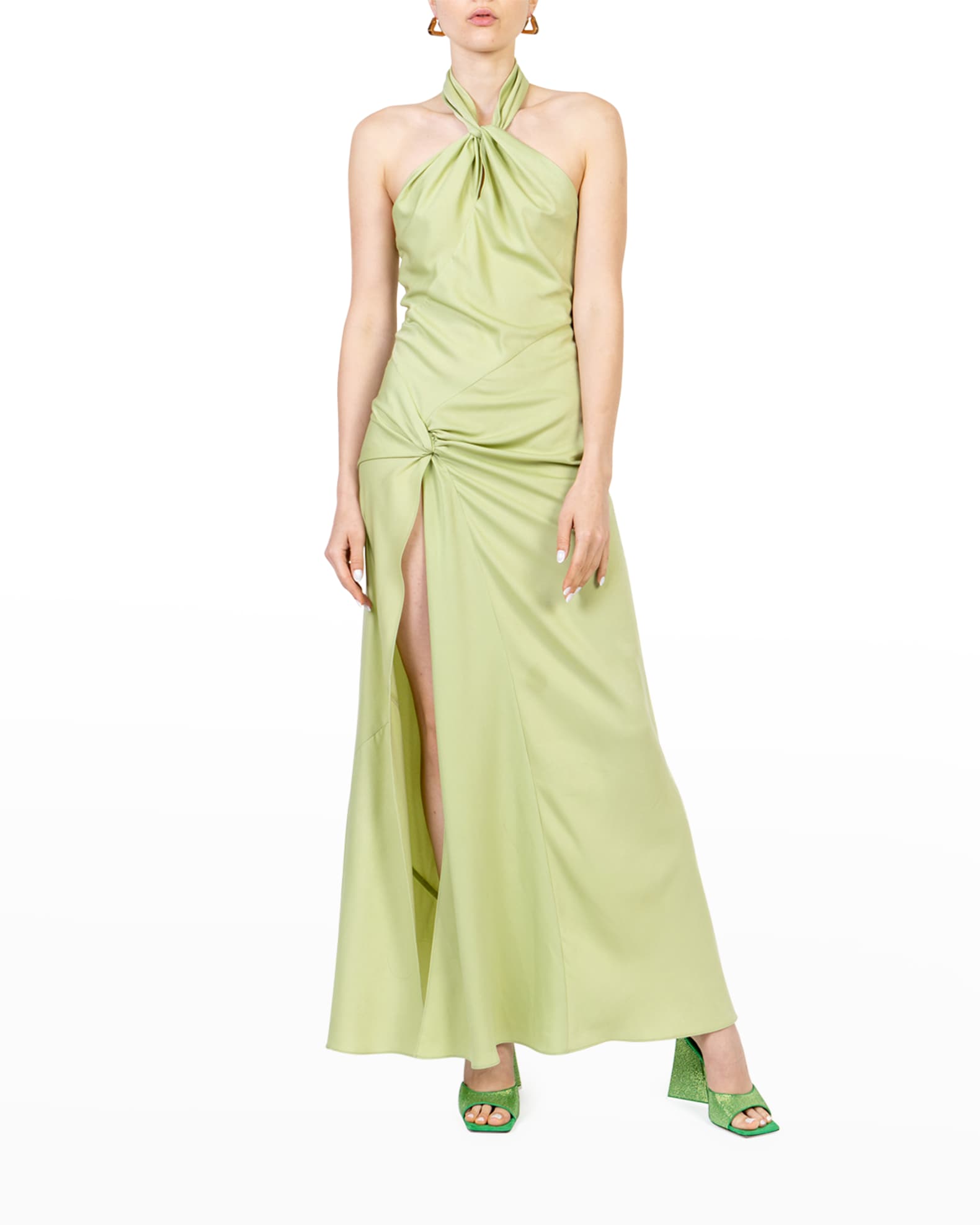Ronny Kobo Selina Long Twisted Halter Slit Dress Neiman Marcus