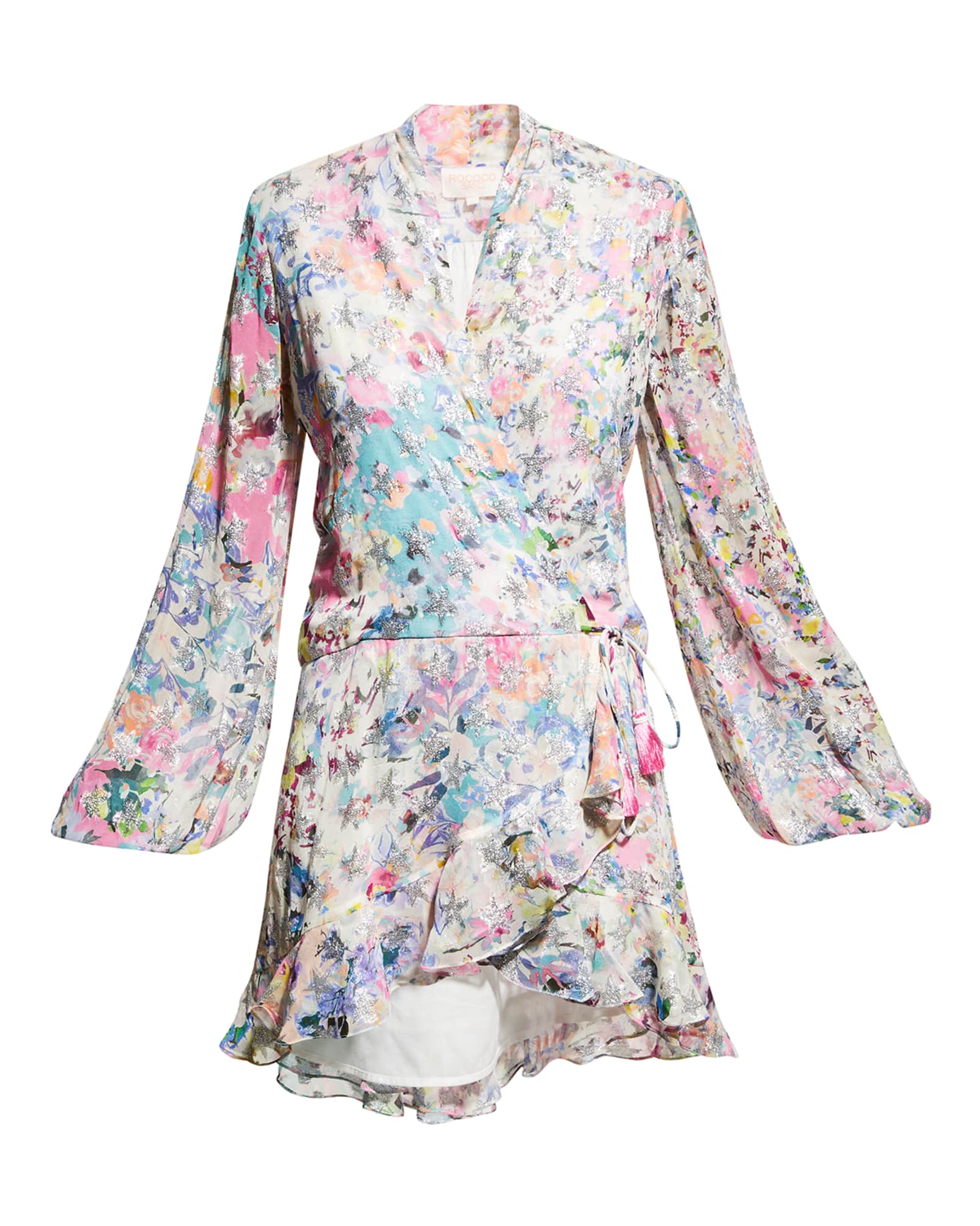 ROCOCO SAND AbstractPrint HighLow Mini Wrap Dress Neiman Marcus
