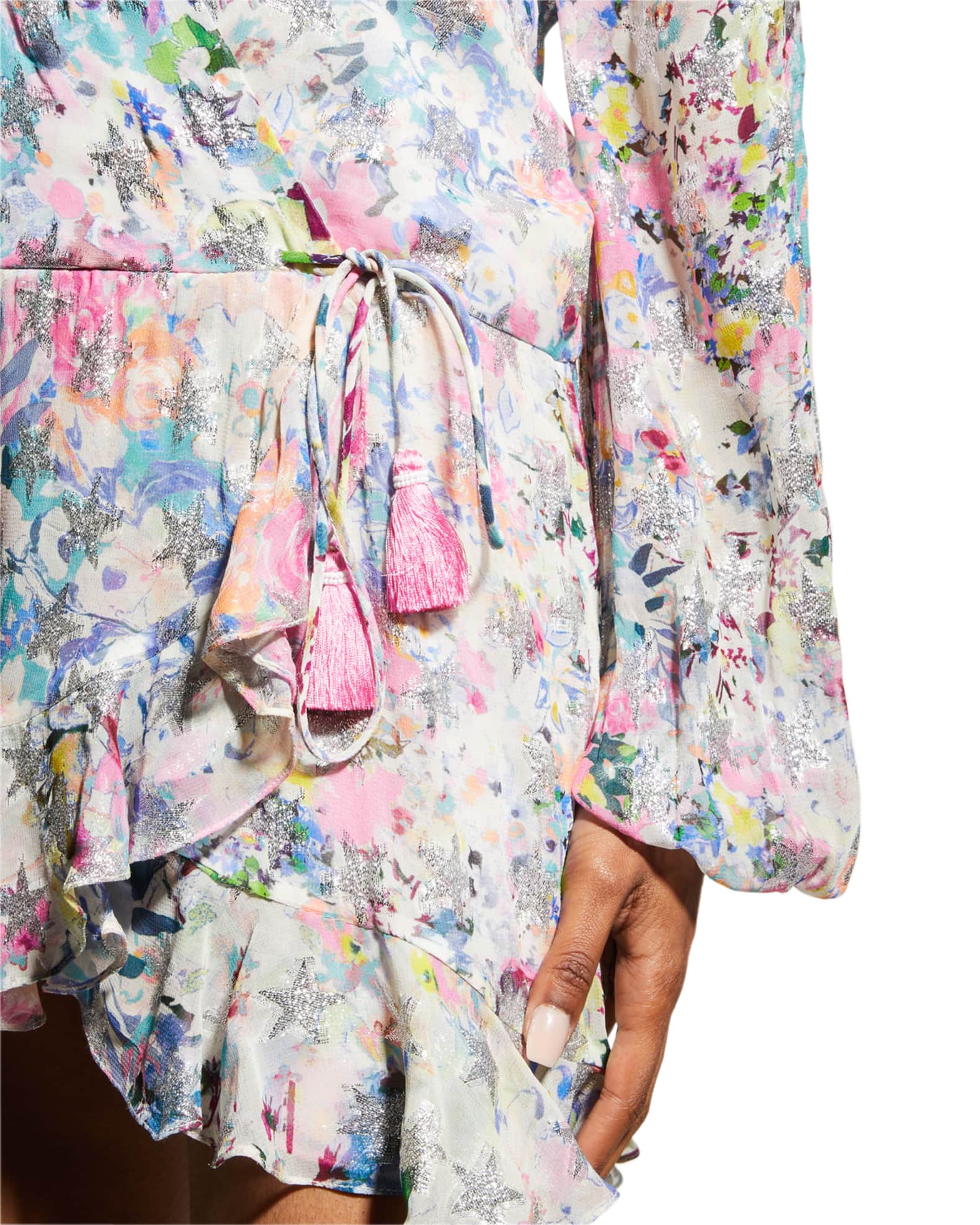 ROCOCO SAND AbstractPrint HighLow Mini Wrap Dress Neiman Marcus