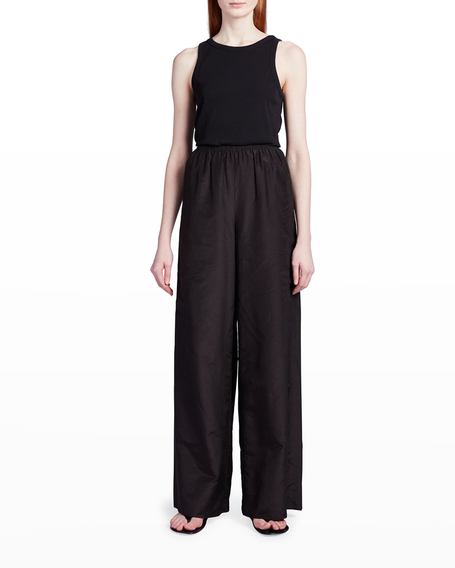 THE ROW Andres Wide-Leg Voile Pants | Neiman Marcus