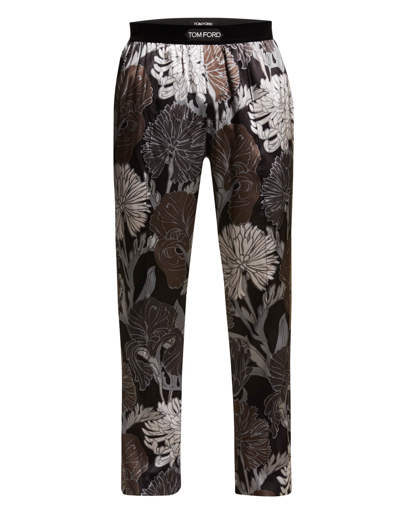 TOM FORD Men's Silk Floral Logo Pajama Pants | Neiman Marcus