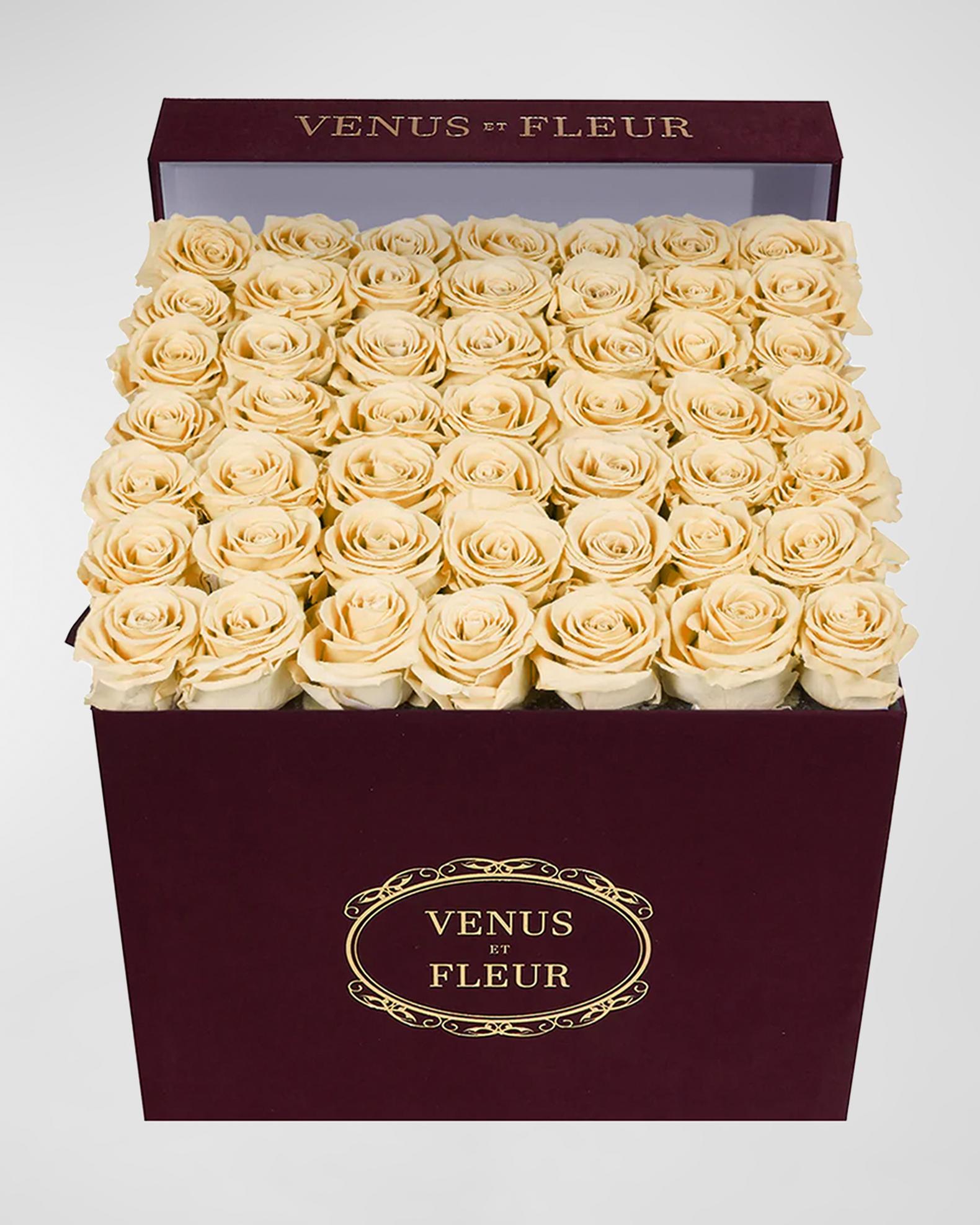 Venus ET Fleur Large Square Blush Roses Merlot Suede Bouquet | Neiman ...