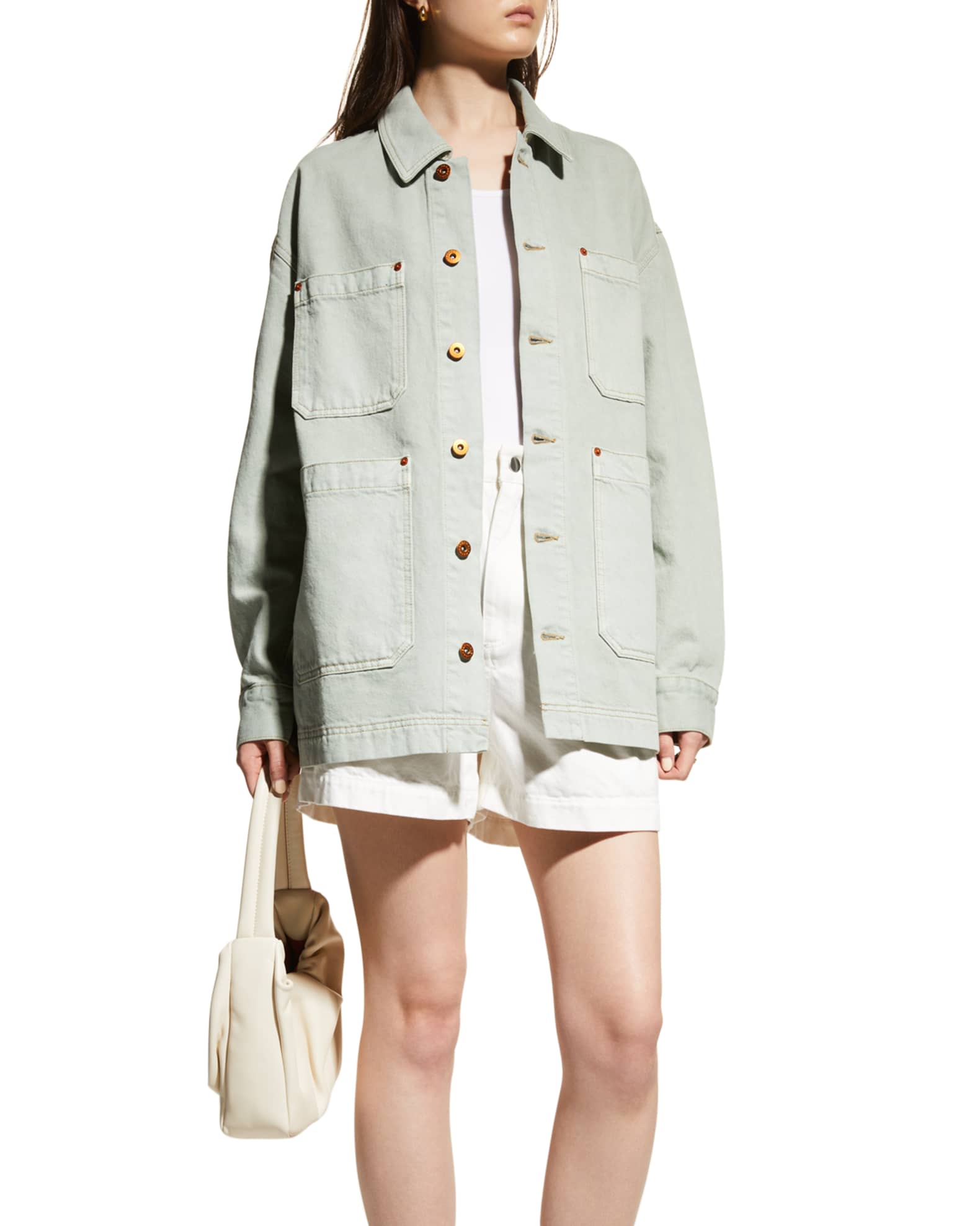 SLVRLAKE Oversized Patch Pocket Utility Jacket Neiman Marcus