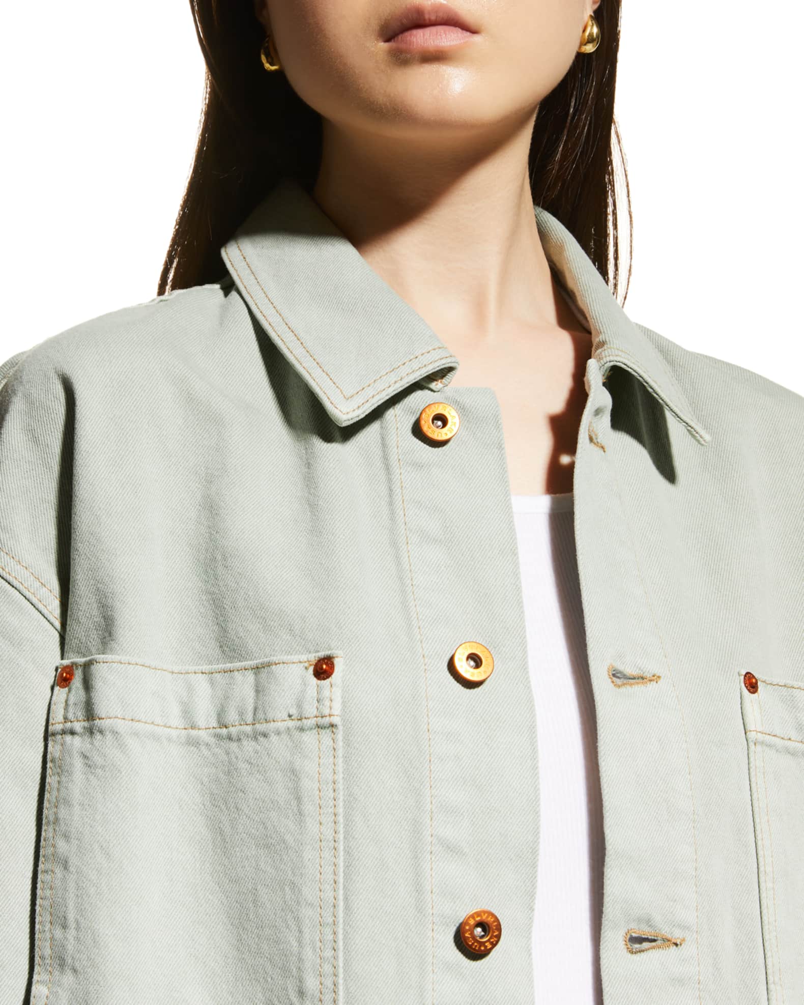 SLVRLAKE Oversized Patch Pocket Utility Jacket Neiman Marcus