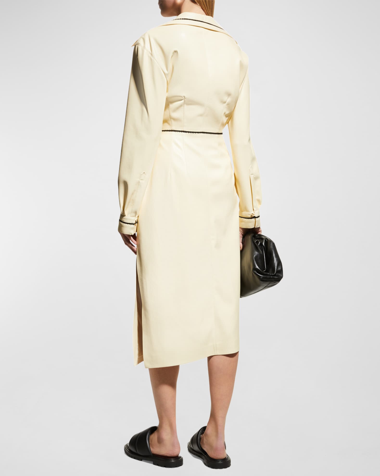 Nanushka Berna Vegan Leather Midi Wrap Dress | Neiman Marcus