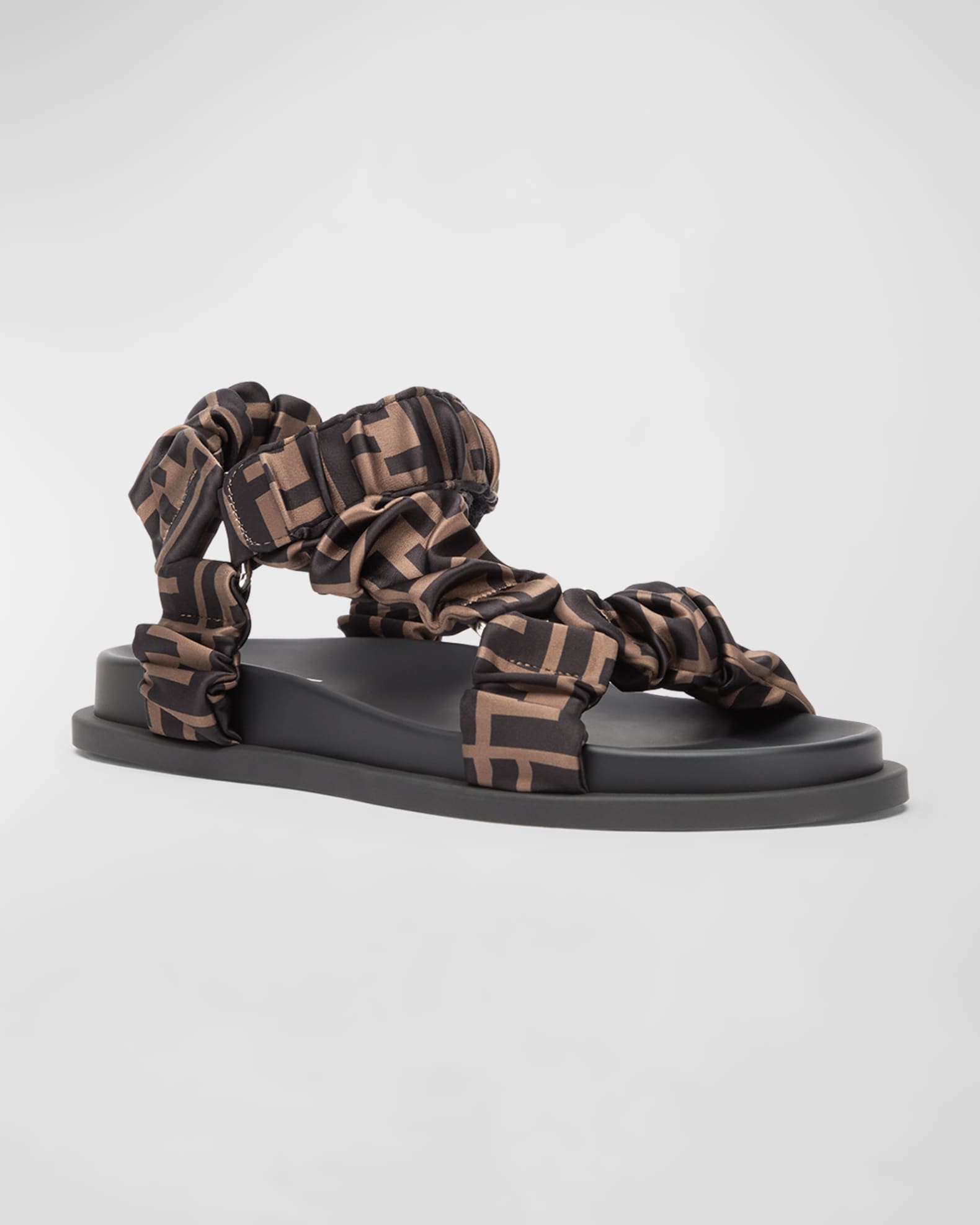 Fendi Ruched Logo Hiking Sporty Sandals