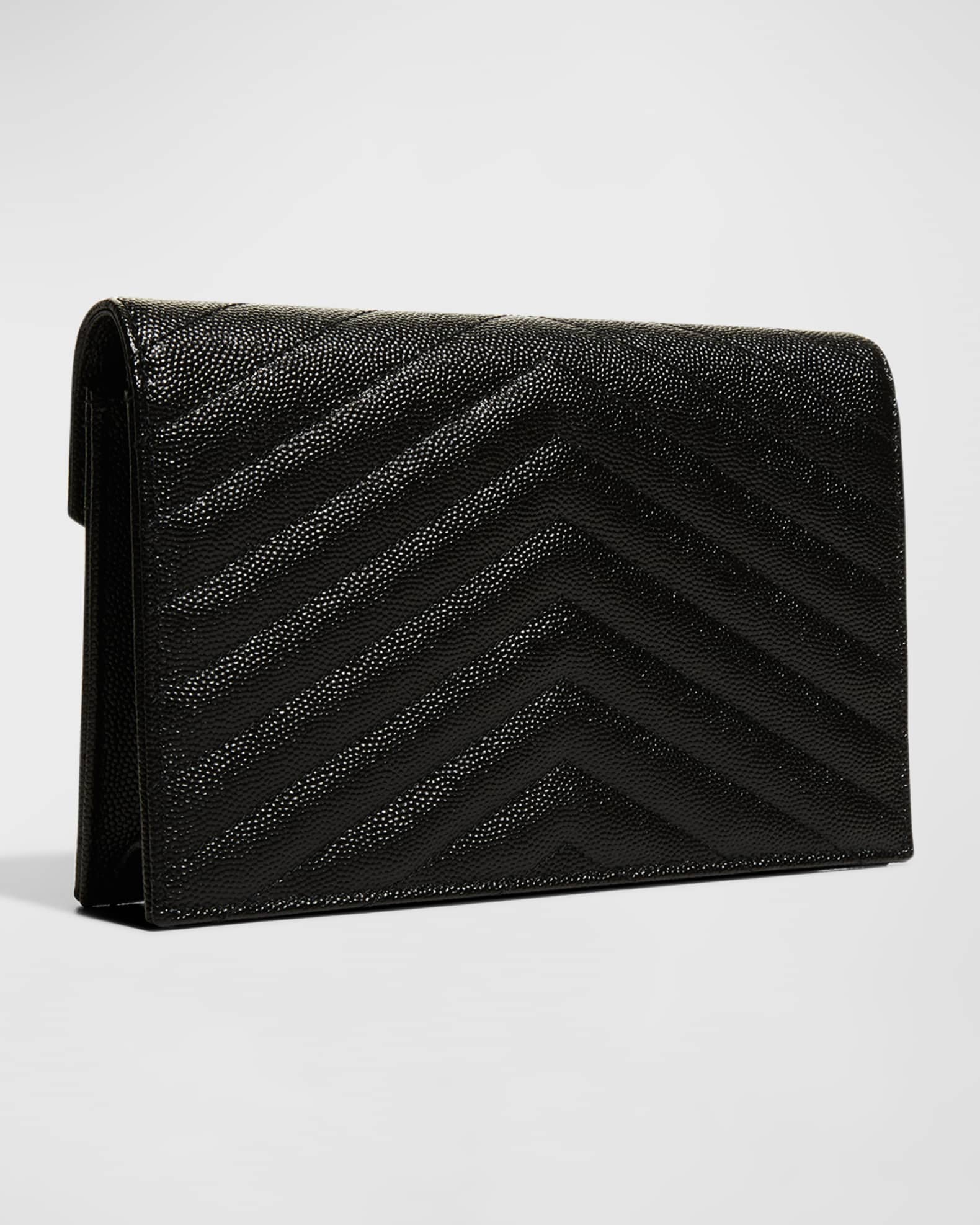 YSL Monogram Small Wallet on Chain in Grained Leather