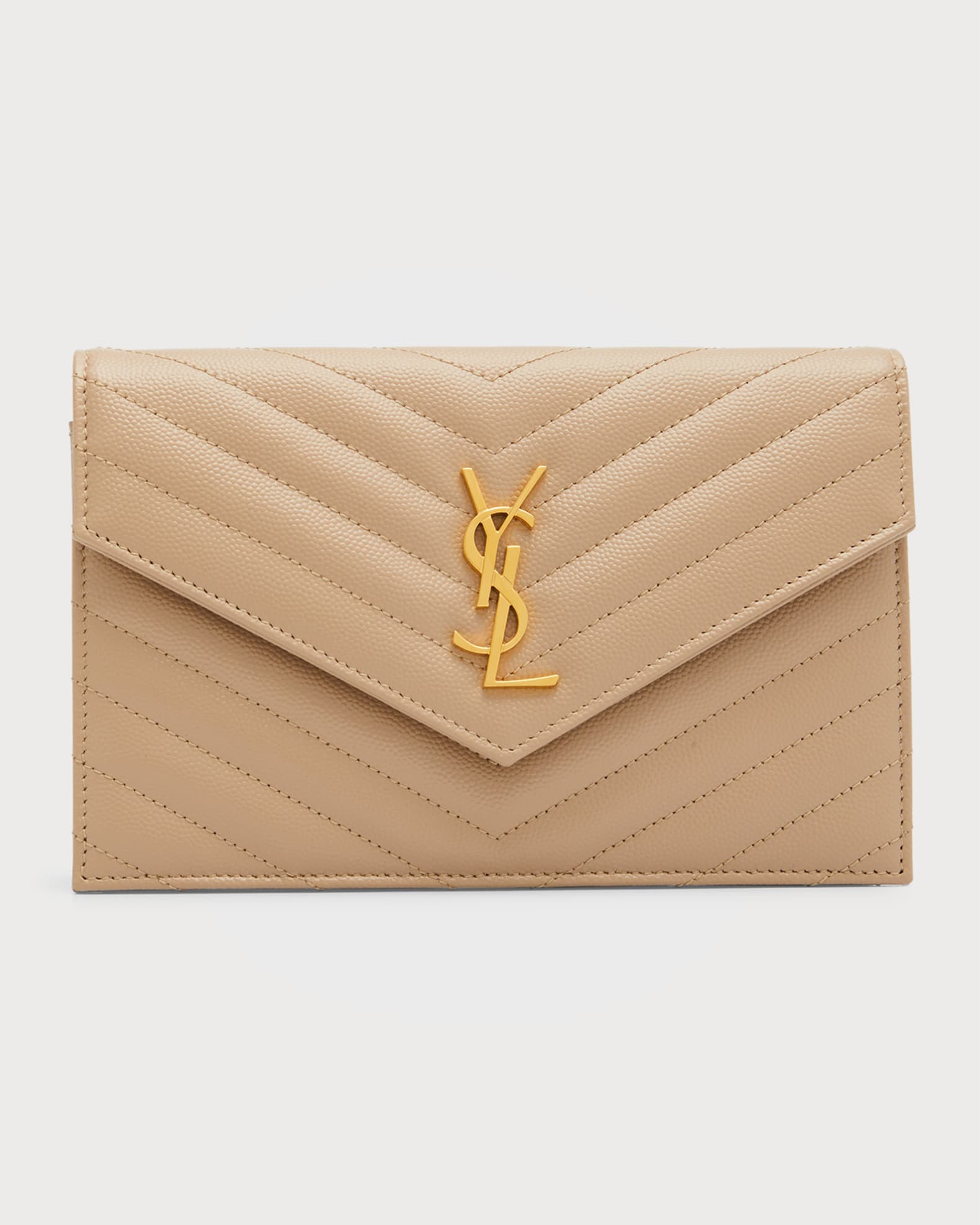 Saint Laurent Small YSL Envelope Flap Wallet on Chain | Neiman Marcus