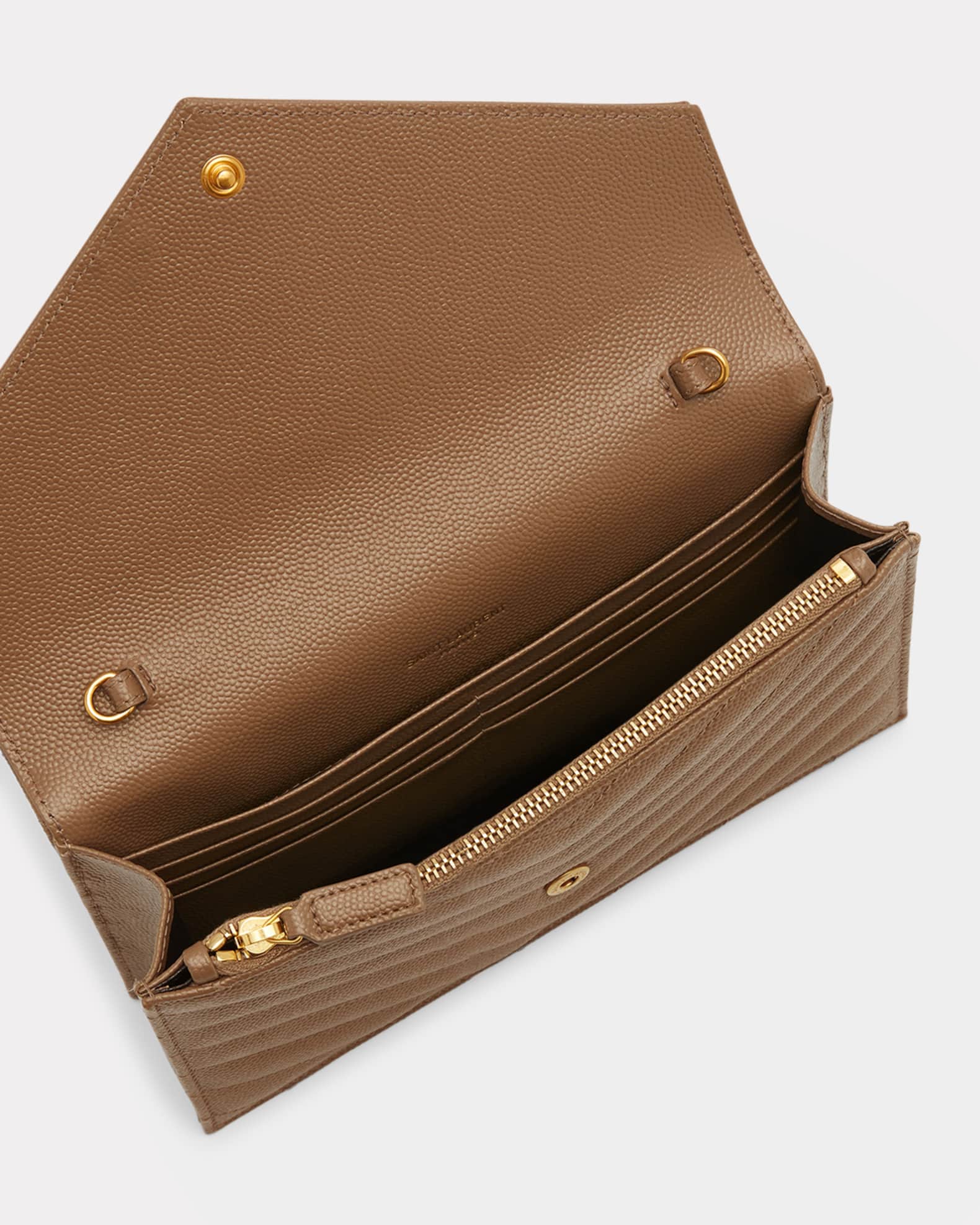 【SAINT LAURENT】ENVELOPE CHAIN WALLET Saint Laurent Monogram Envelope Chain Wallet Croc-embossed