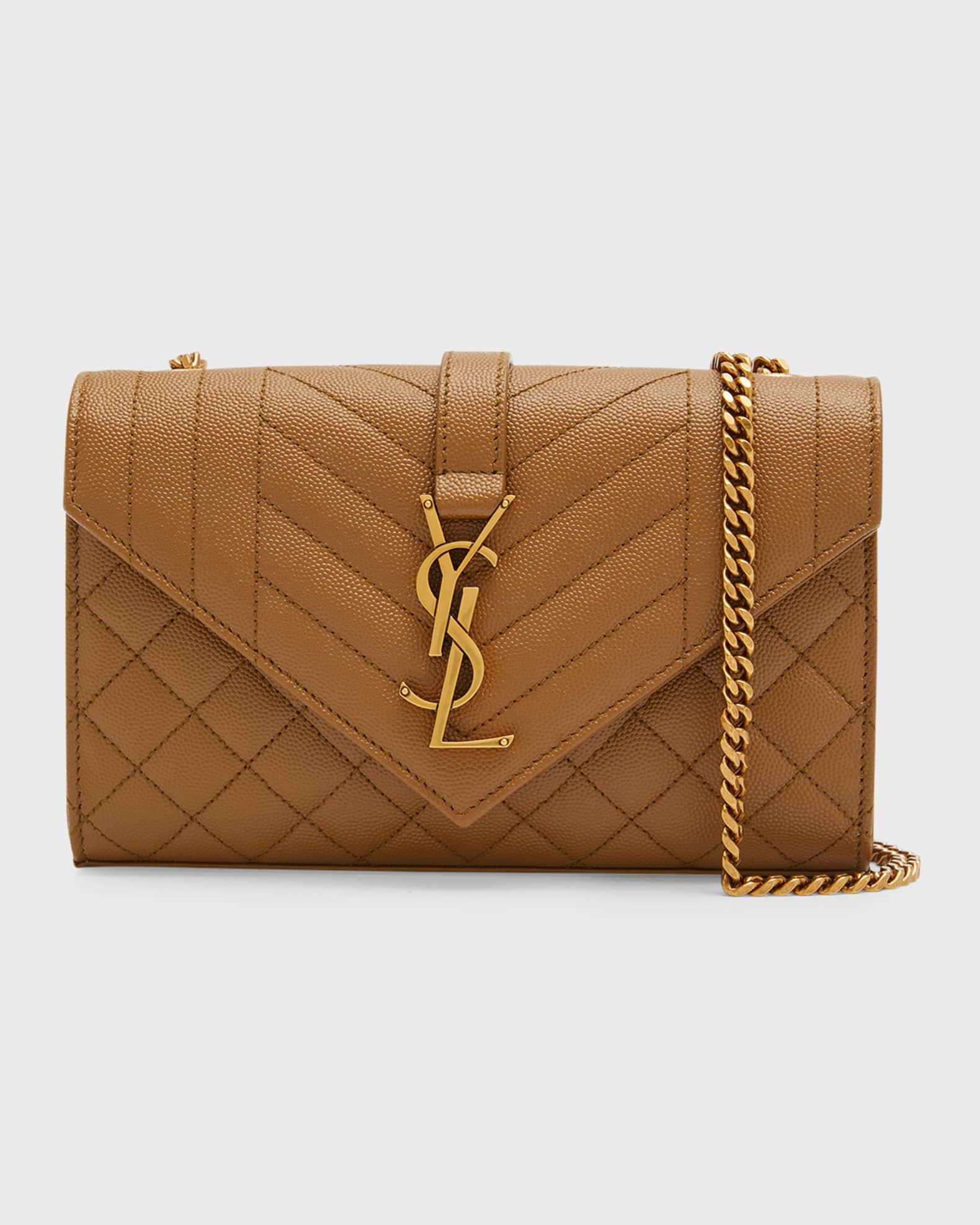 Saint Laurent Envelope Triquilt Small YSL Shoulder Bag in Grained