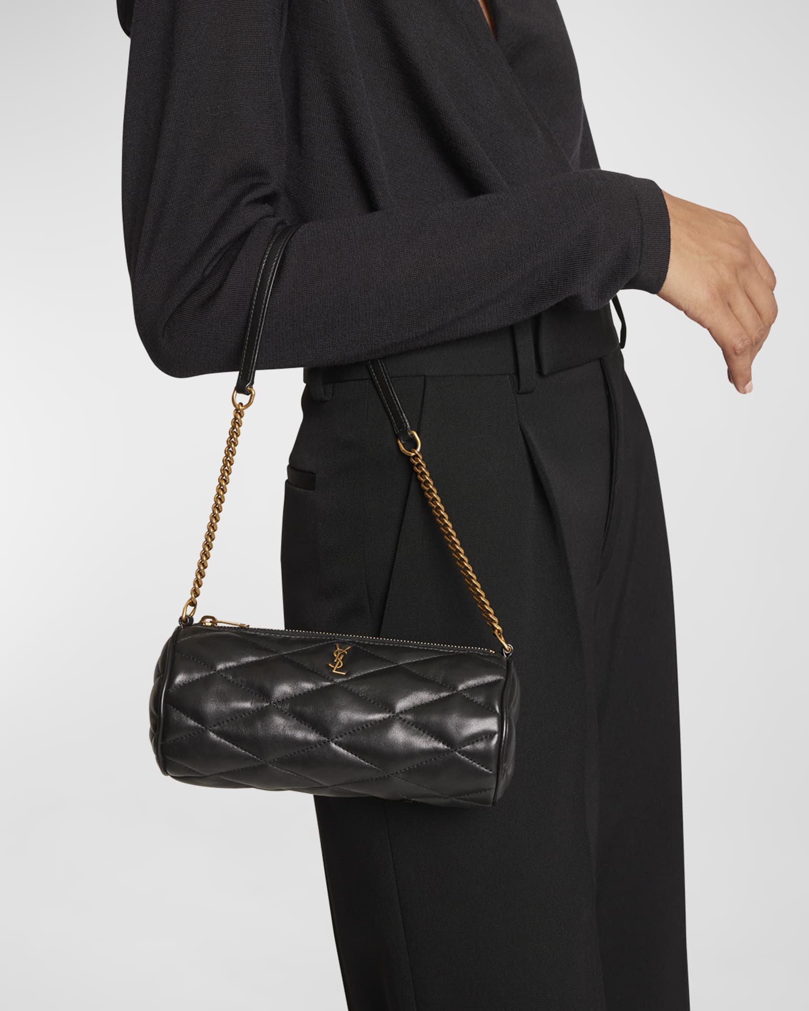 Saint Laurent Medium Sade Quilted Leather Tube Bag