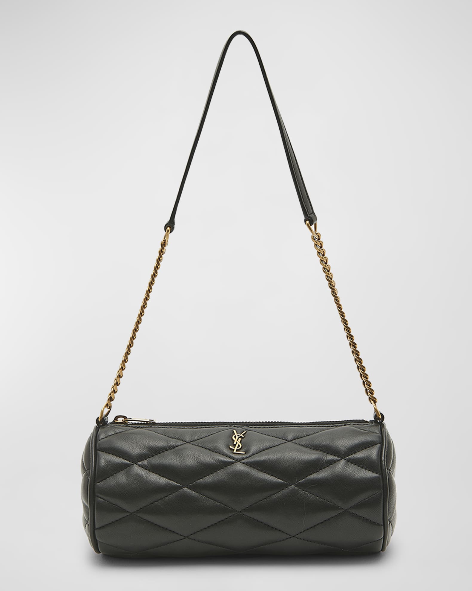 Saint Laurent Sade Quilted Leather Tube Bag Black