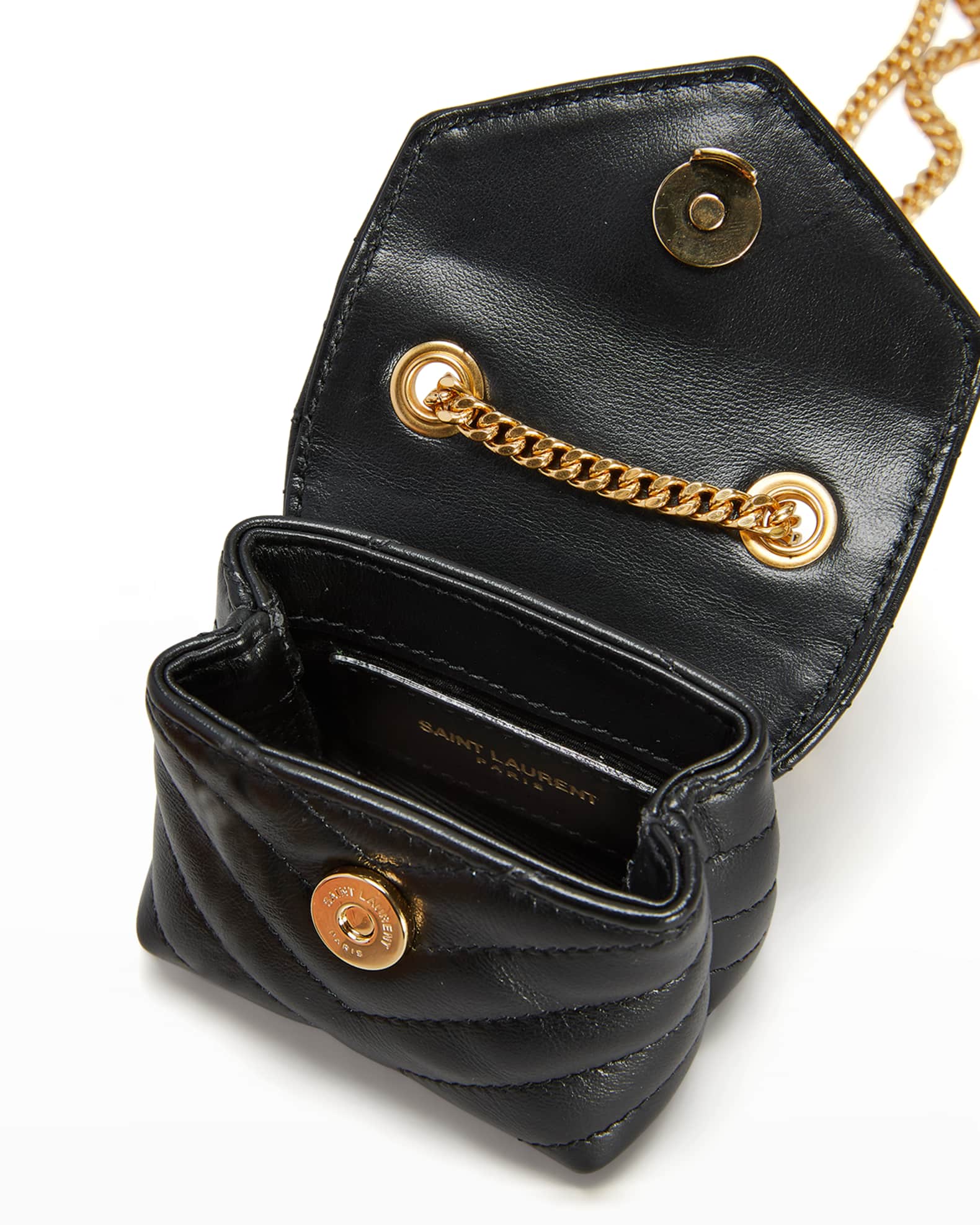 loulou airpods holder micro bag in matelassé y leather