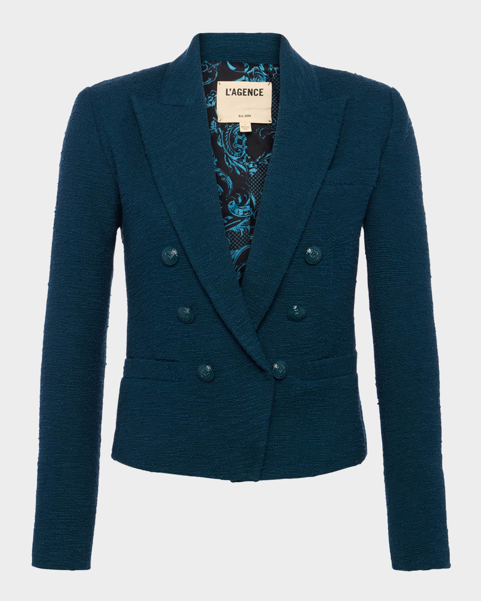 L'Agence Brooke Double-Breasted Crop Blazer | Neiman Marcus