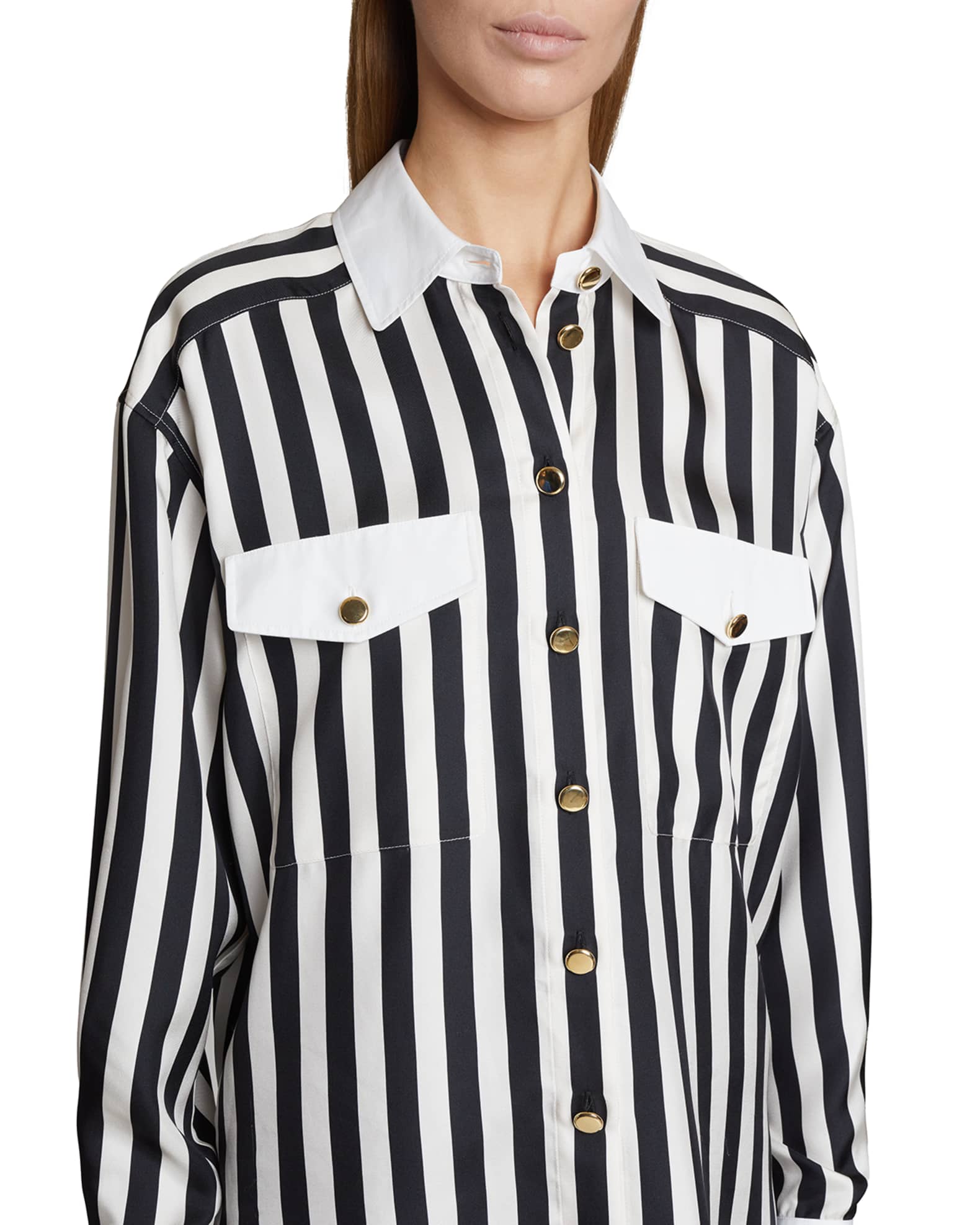 Saint Laurent Striped Collared Shirt | Neiman Marcus