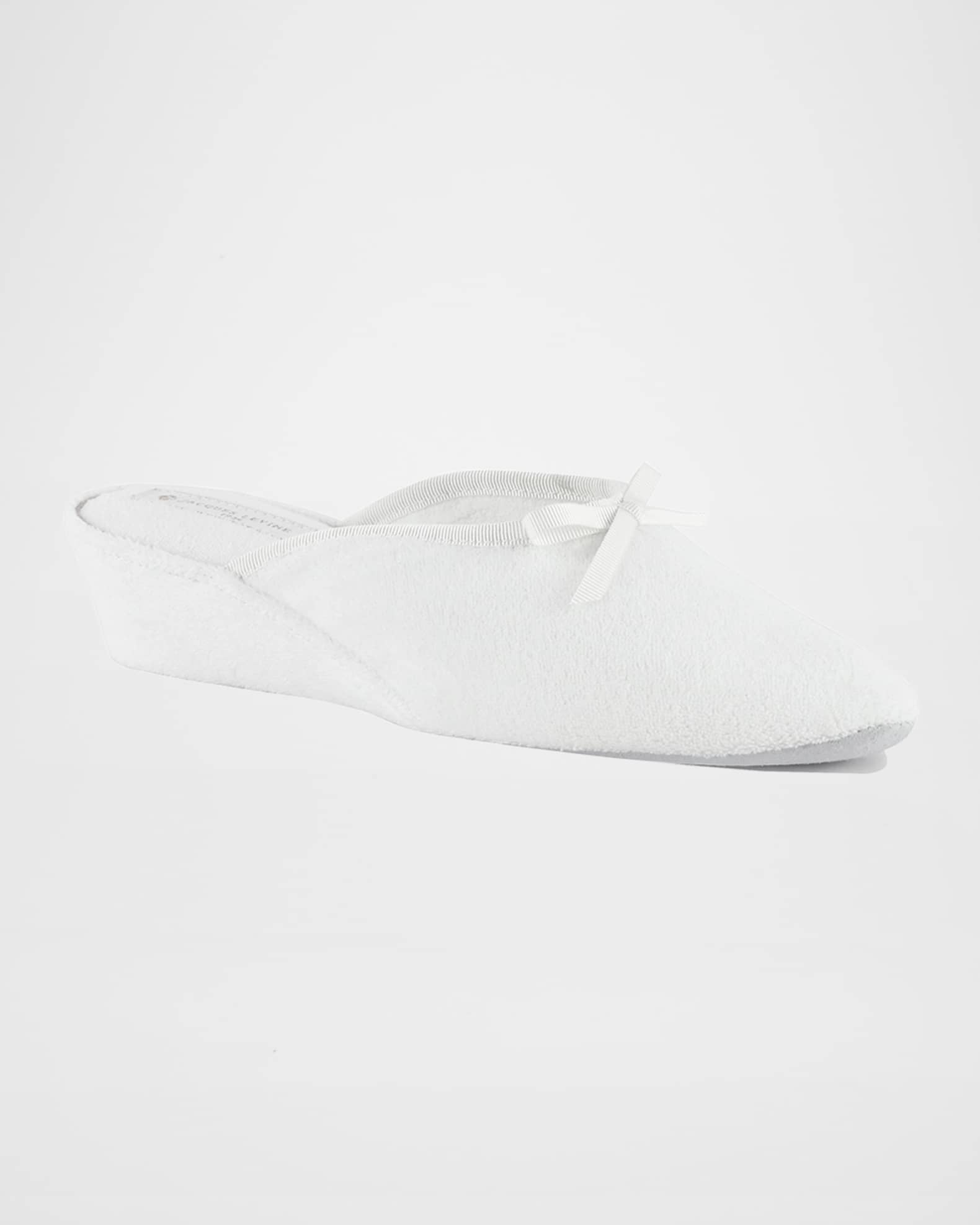 Terrycloth Wedge Slippers w/ Bow 1