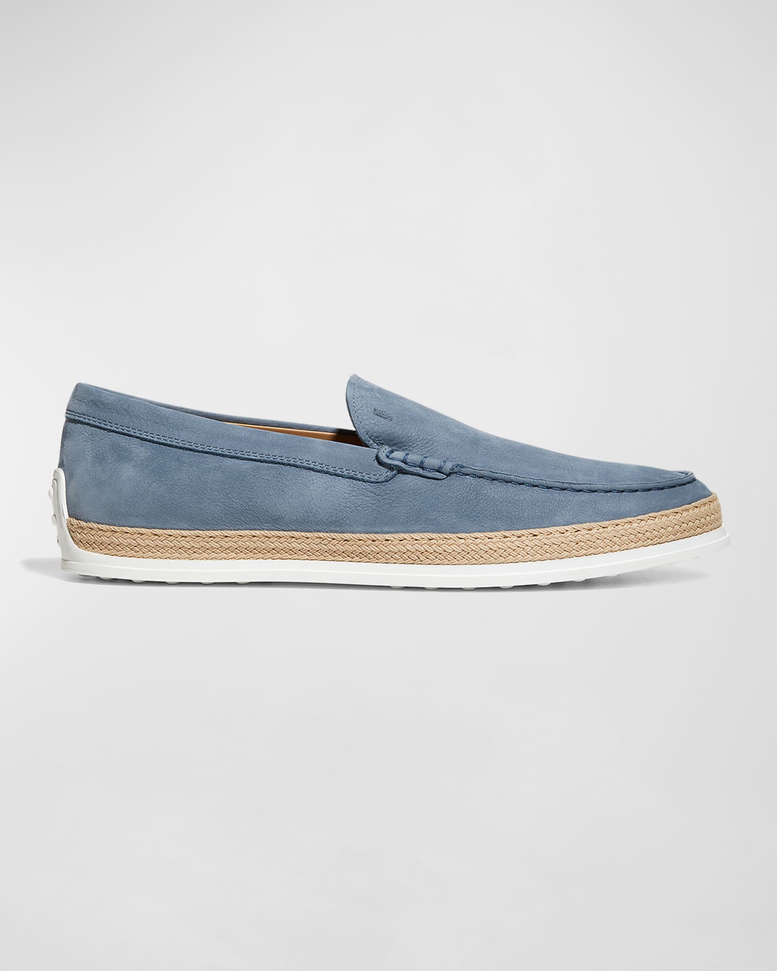 Tod's Men's Nuova Pantofola Comma Rafia TV Suede Loafers | Neiman Marcus