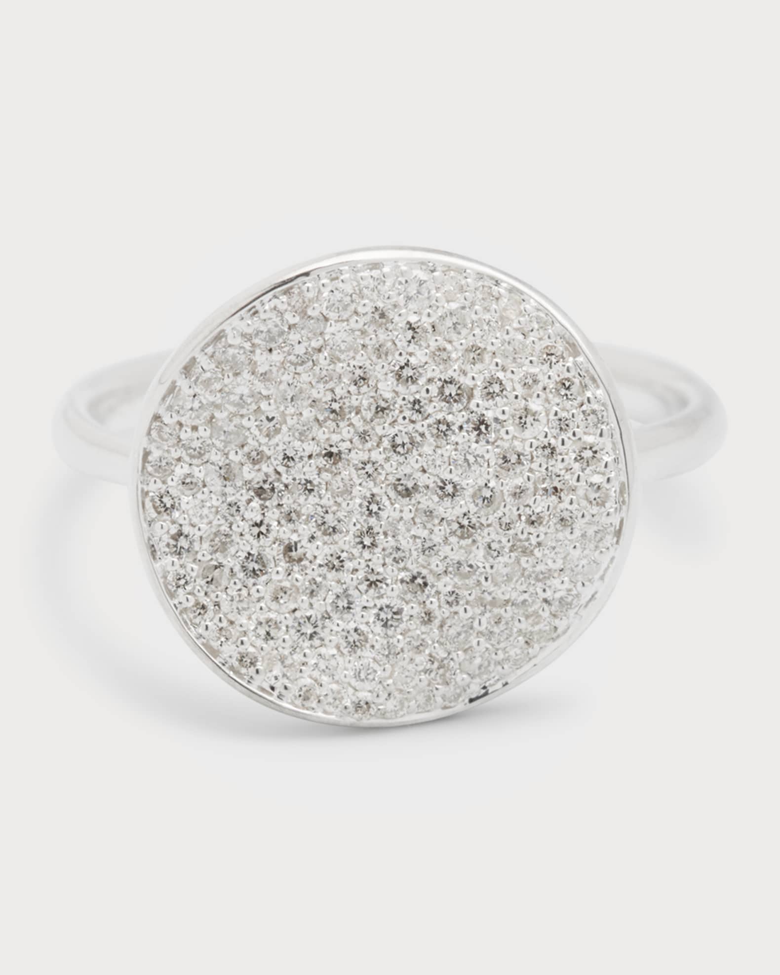 Medium Flower Disc Ring in Sterling Silver with Diamonds  0