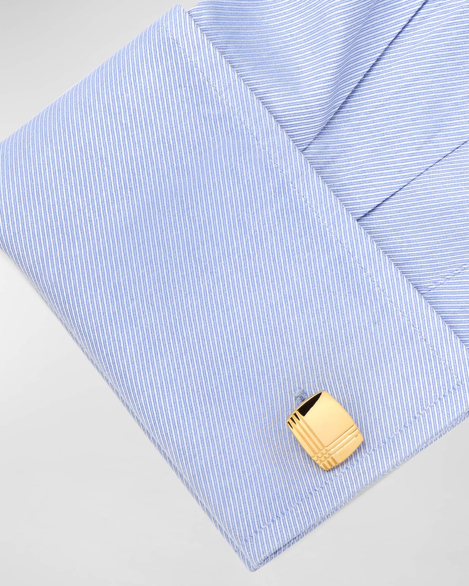 Stainless Steel Gold Tartan Plaid Cufflinks 1