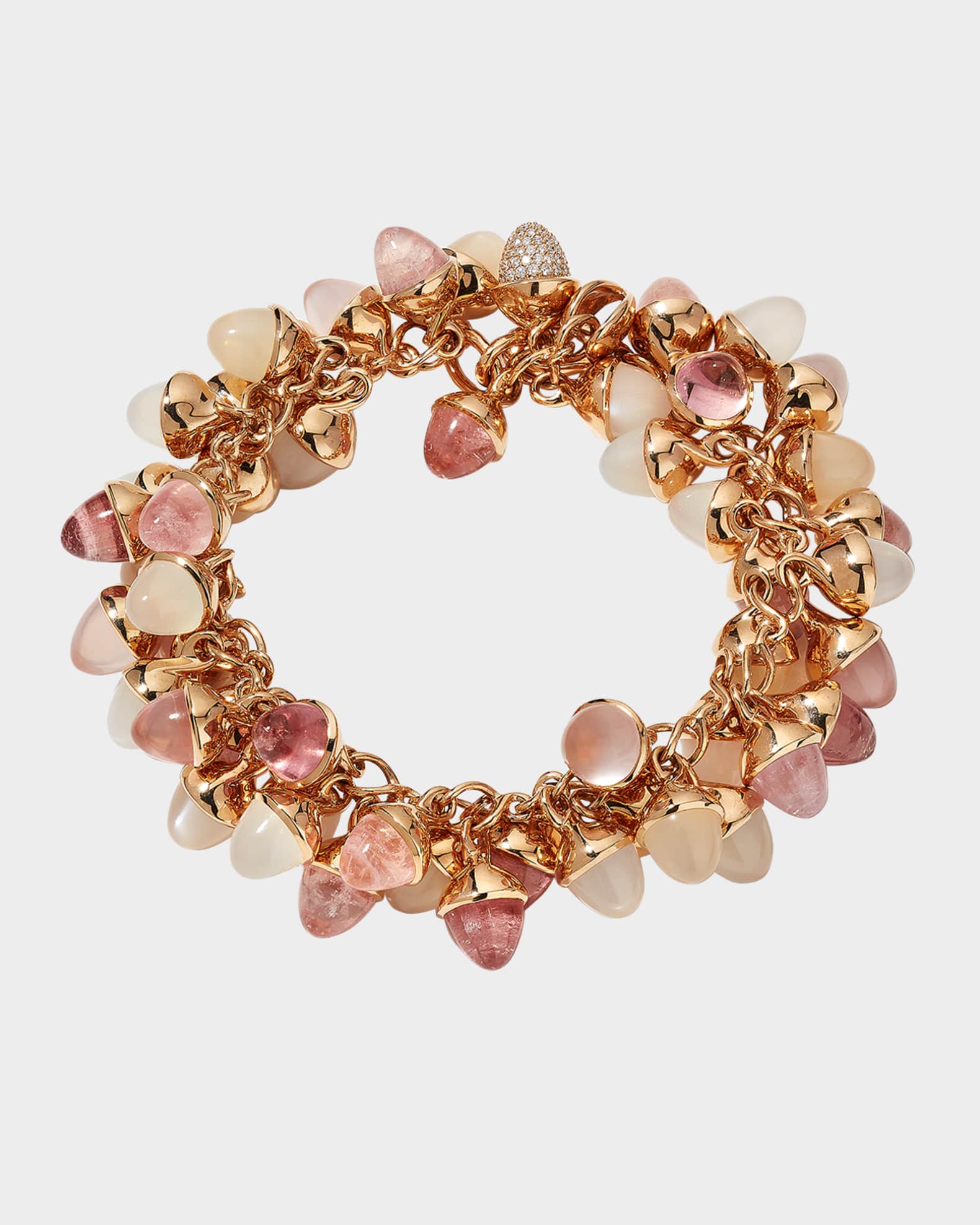 Rose Gold Mikado Flamenco Blush Bracelet with Diamonds 0