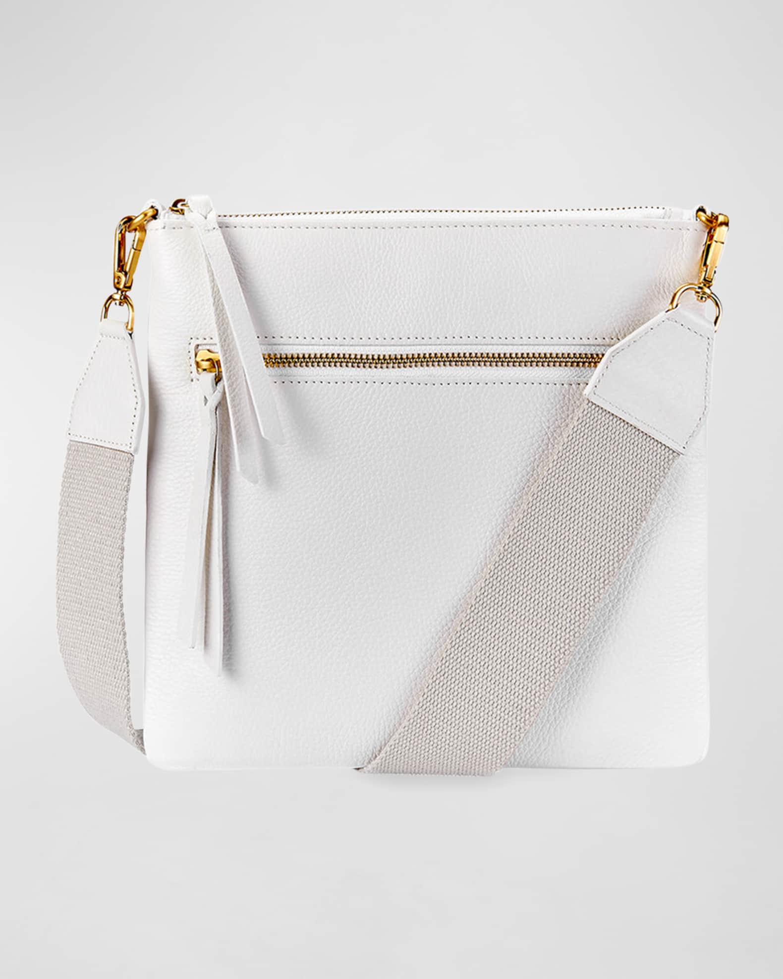 Gigi New York Kit Leather Messenger Bag White