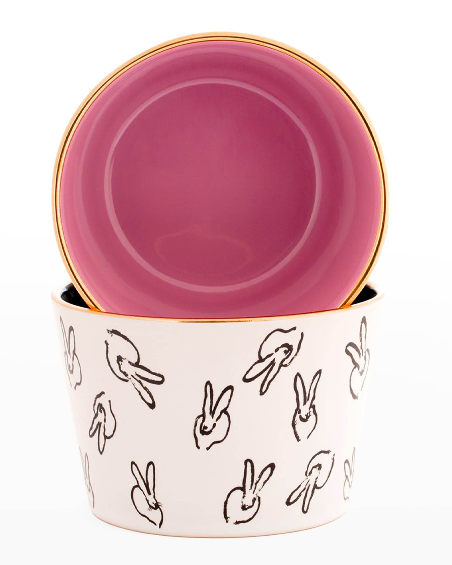 Bunny Bar Bowl in White with Pink Interior  1