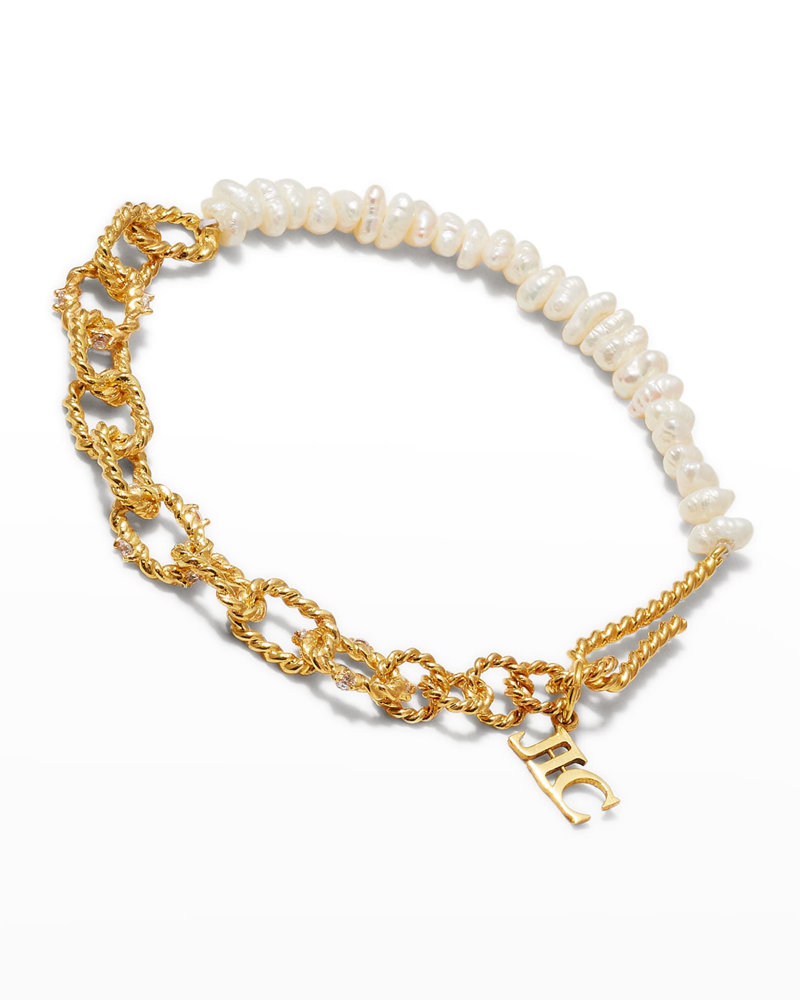 Joanna Laura Constantine Asymmetrical Wire Chain Mini Pearl Bracelet ...
